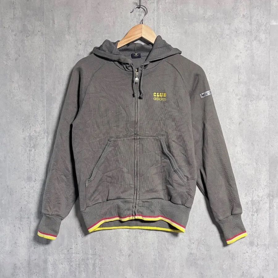 激レア 80s デサント製 CLUB adidas ジップ パーカー グレー 紺 黄