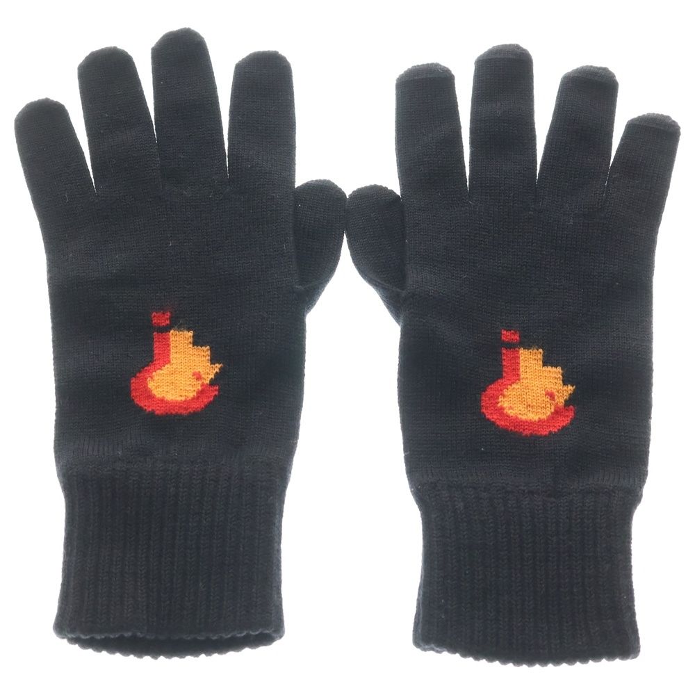 RAF SIMONS ラフシモンズ knitted gloves with placed jacquard ジャガードデザインニットグローブ 手袋 ブラック RAF SIMONS (ラフシモンズ) knitted gloves with placed jacquard