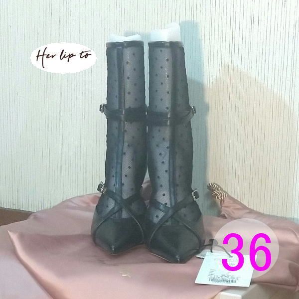 新品 ハーリップトゥ Belted Sock Boots ソックスブーツ グレー