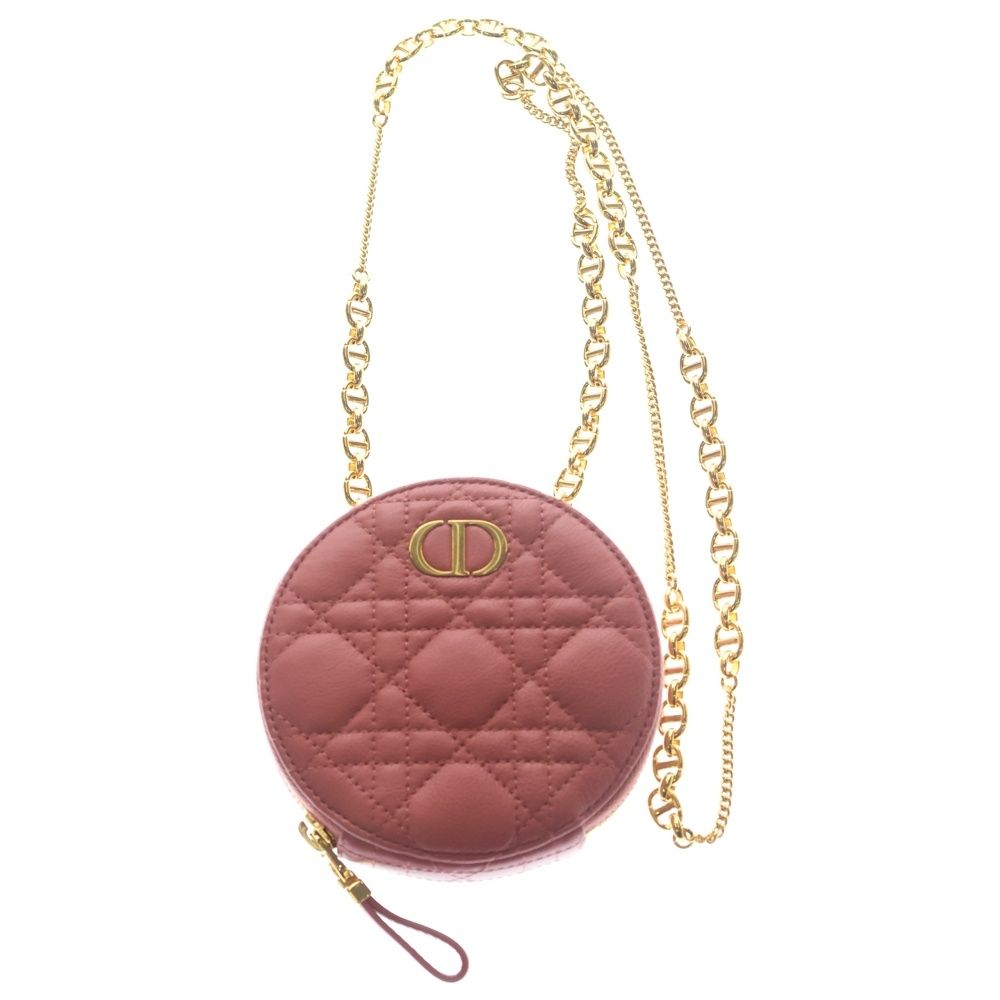 Christian Dior クリスチャンディオール カナージュ カロ ミニラウンド ラムスキン レザー チェーンショルダーバッグ ピンク Christian Dior (クリスチャンディオール) カナージュ カロ ミニ