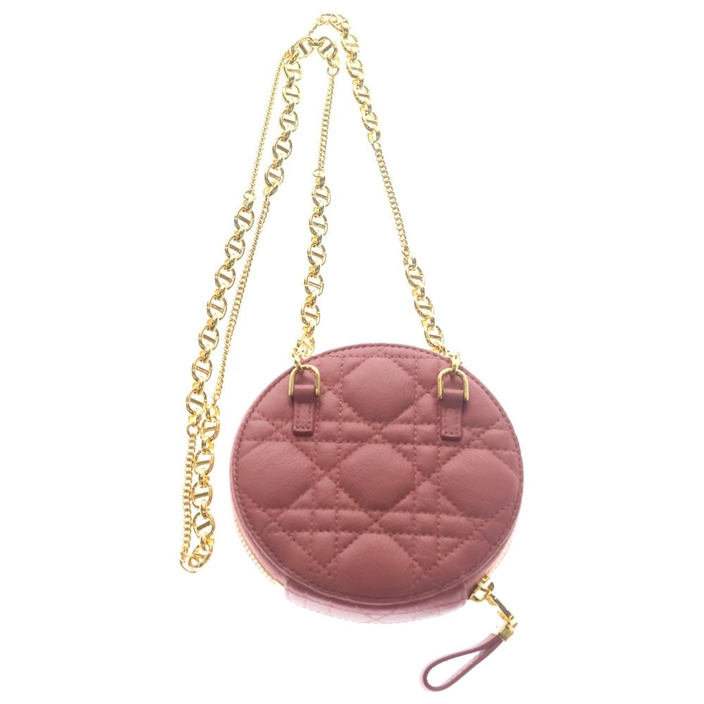 Christian Dior クリスチャンディオール カナージュ カロ ミニラウンド ラムスキン レザー チェーンショルダーバッグ ピンク Christian Dior (クリスチャンディオール) カナージュ カロ ミニ