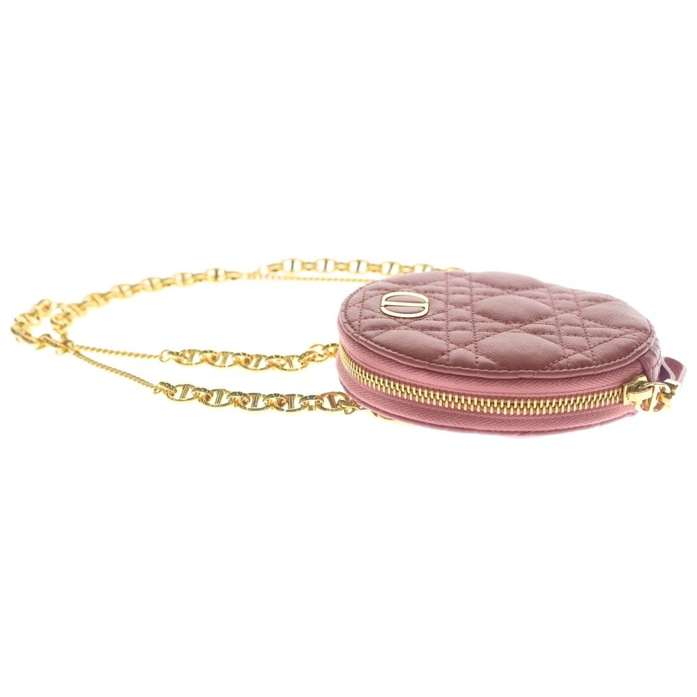 Christian Dior クリスチャンディオール カナージュ カロ ミニラウンド ラムスキン レザー チェーンショルダーバッグ ピンク Christian Dior (クリスチャンディオール) カナージュ カロ ミニ
