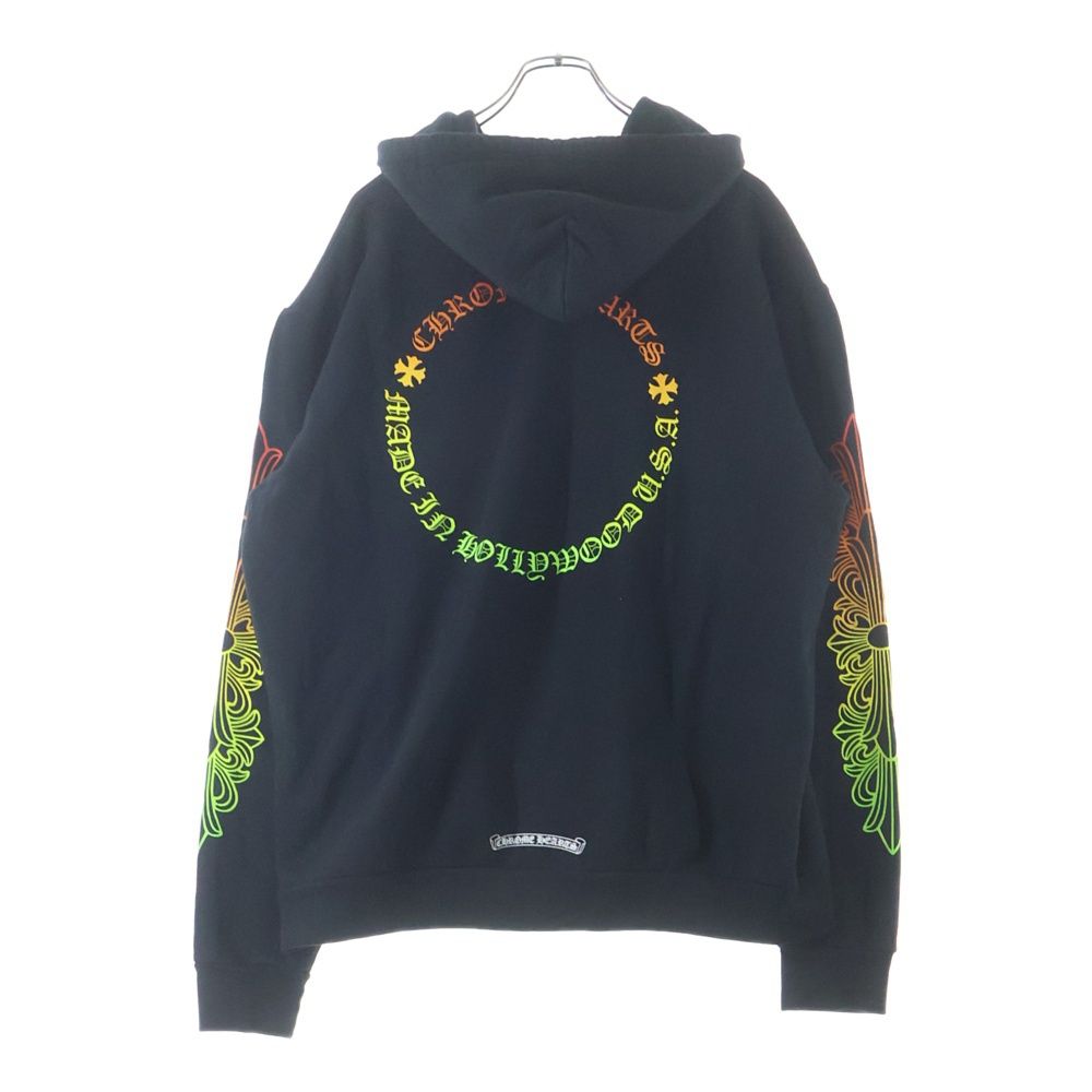 CHROME HEARTS クロムハーツ  Back Grad Circle Logo Hoodie  アームフローラル グラデーションサークルプリント ジップアップパーカー ブラック CHROME HEARTS (クロムハーツ) Back Grad Circle Logo Hoodie アーム