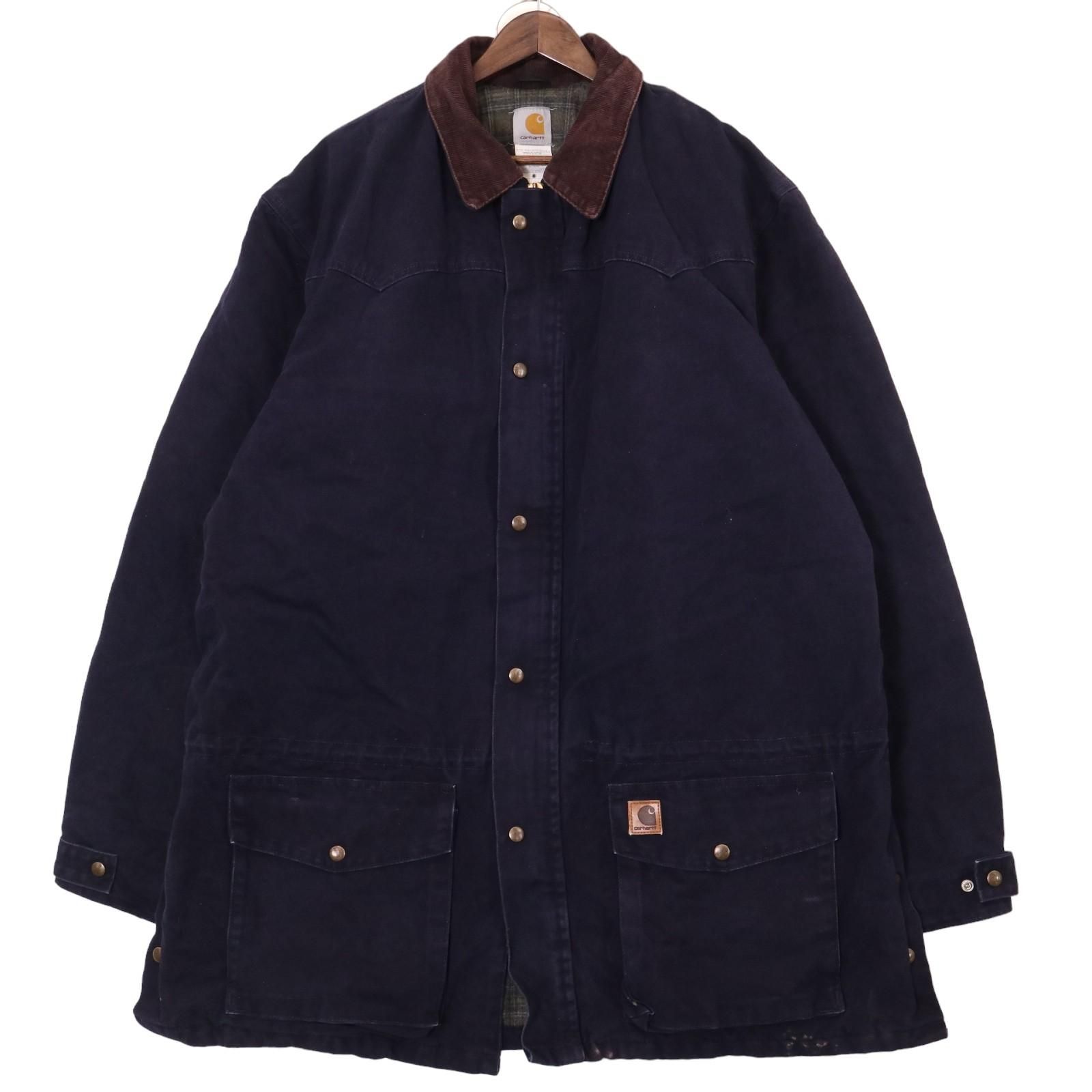 00年代 Carhartt カーハート ダックカバーオール ワーク ネイビー 