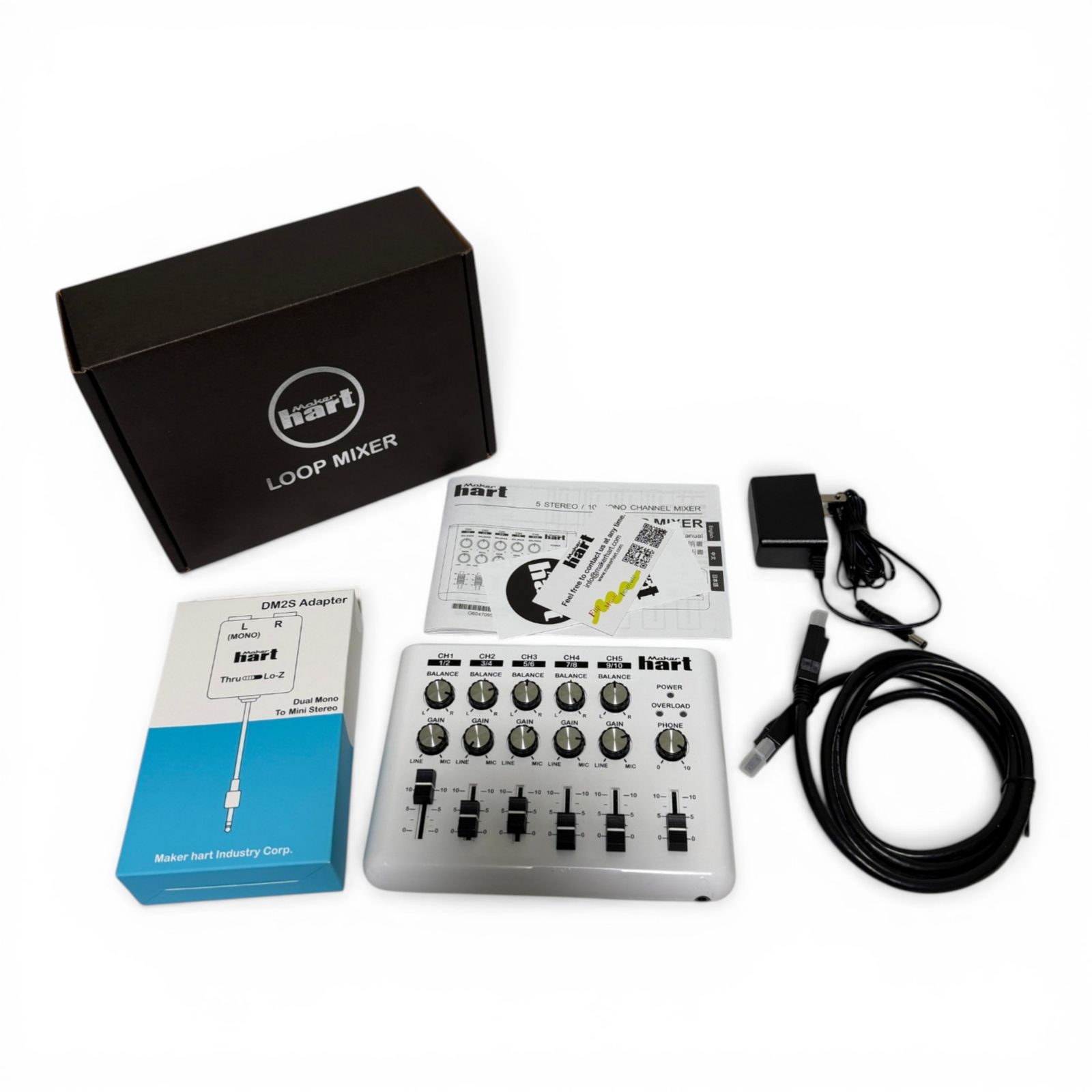 ◯ メーカーハート Maker hart ステレオミキサー Loop Mixer 5 ホワイト コンパクト設計 1100-3925