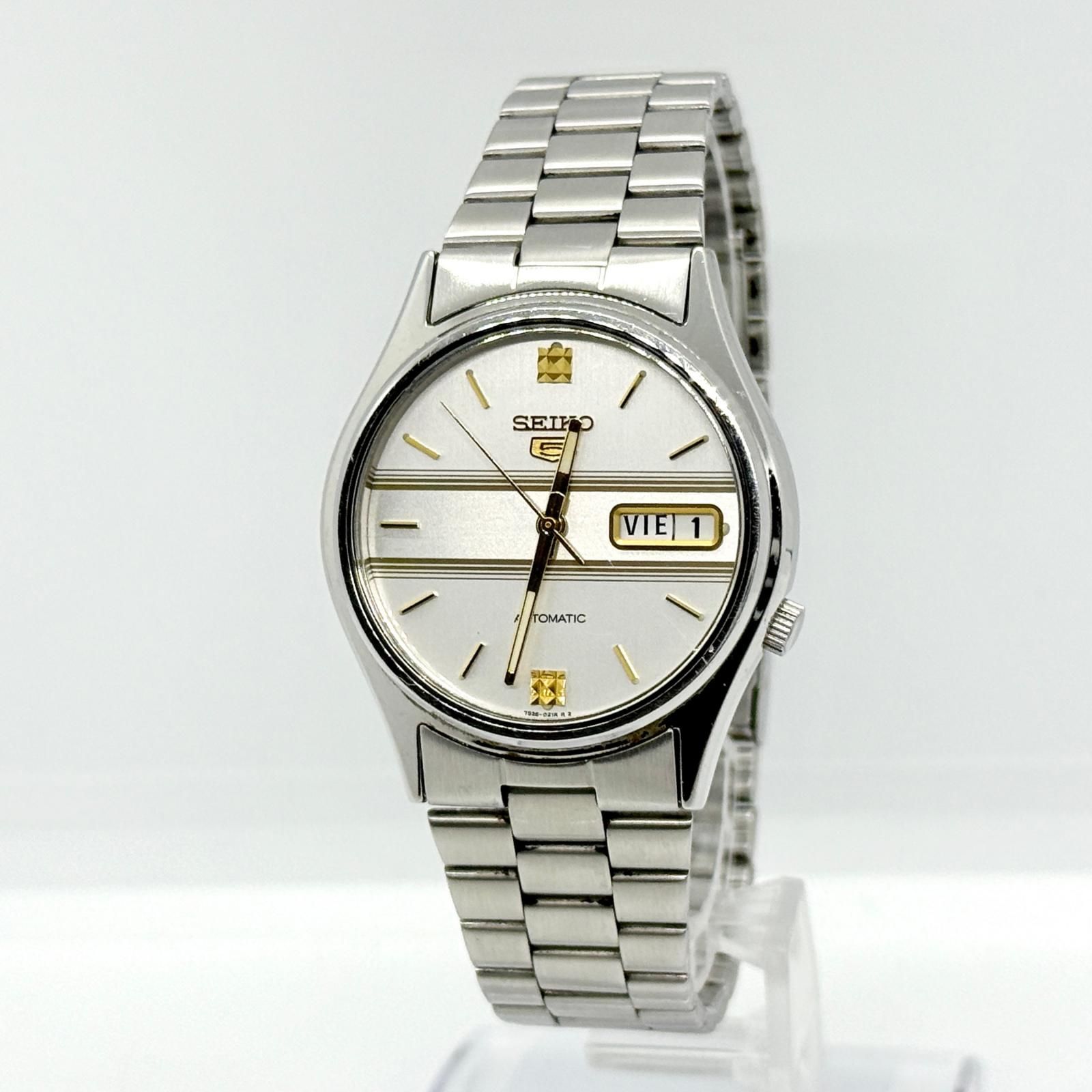  SEIKO セイコー セイコー5 7S26-0490 シルバー AT メンズ 裏スケルトン 腕時計 稼働品 細見え 自動巻き時計 腕時計(アナログ)