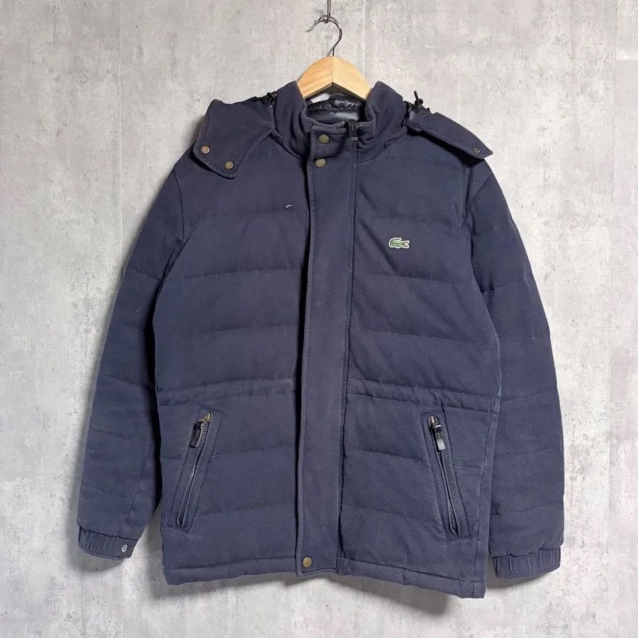 ラコステ LACOSTE ダウンジャケット BH320E ピケ 鹿の子 紺 ネイビー M 