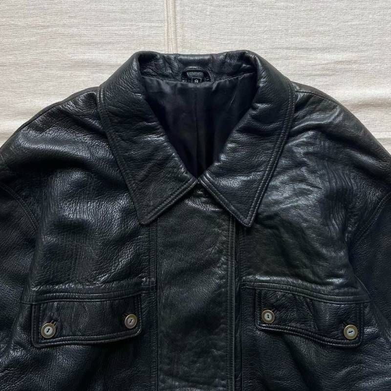 9．羊革 90s ボックスシルエット ヴィンテージ レザー ボンバー 