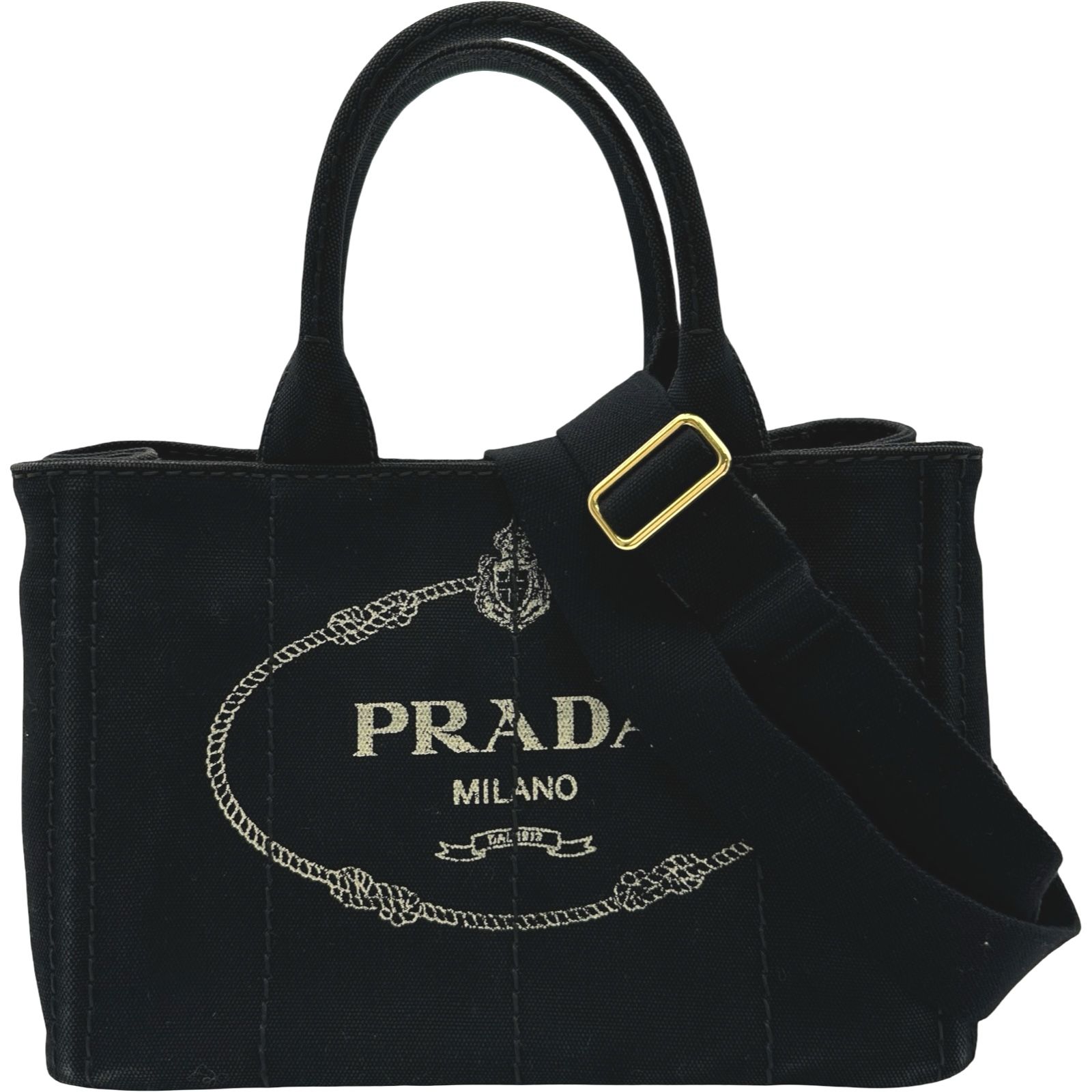 プラダ PRADA カナパバッグ 1BG439 ブラック ゴールド金具 キャンバス 