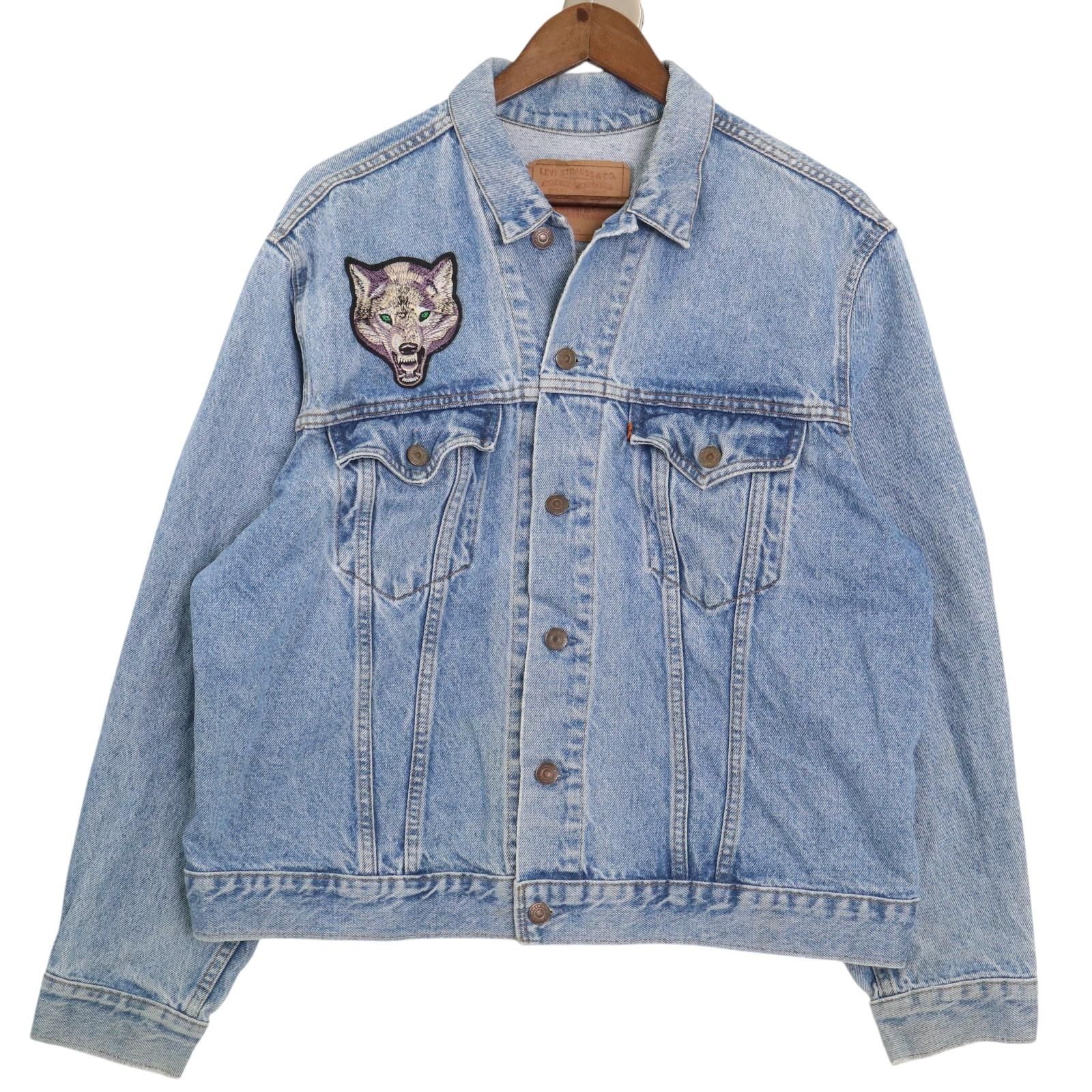 90年代 Levi's リーバイス 75505-0212 デニムジャケット ライトブルー ワッペン (メンズ 46) 中古 古着 A2938 90年代 Levi's リーバイス 75505-0212 デニムジャケット ライトブルー