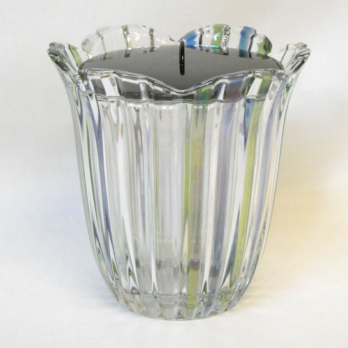 四月の特売品】水崎長寿作 義山 蛍袋水指 ガラス 木製塗蓋 茶道具