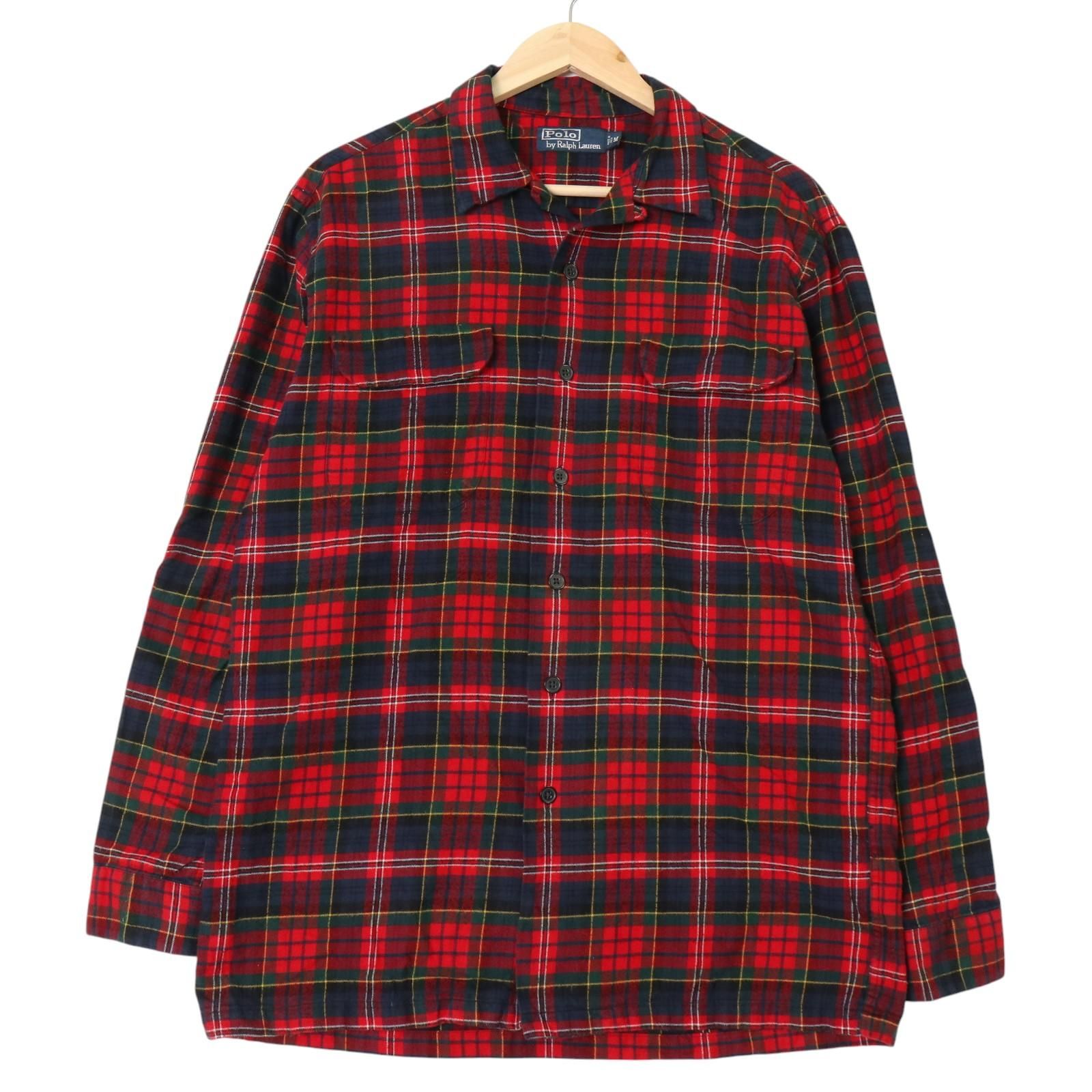 Polo by Ralph Lauren ポロ ラルフローレン オープンカラー フランネルシャツ チェック  (メンズ M) 中古 古着 A3432 Polo by Ralph Lauren ポロ ラルフローレン オープンカラー フランネル