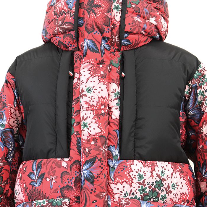MONCLER モンクレール ダウンジャケット GIRDWOOD サイズ 2 メンズ 2018年製 ロゴ ワッペン フローラル 花柄 フーデッド アウター タグ付属 レッド ブラック 赤 黒 ルーマニア製 MONCLER モンクレール ダウンジャケット GIRDWOOD サイズ 2 メンズ