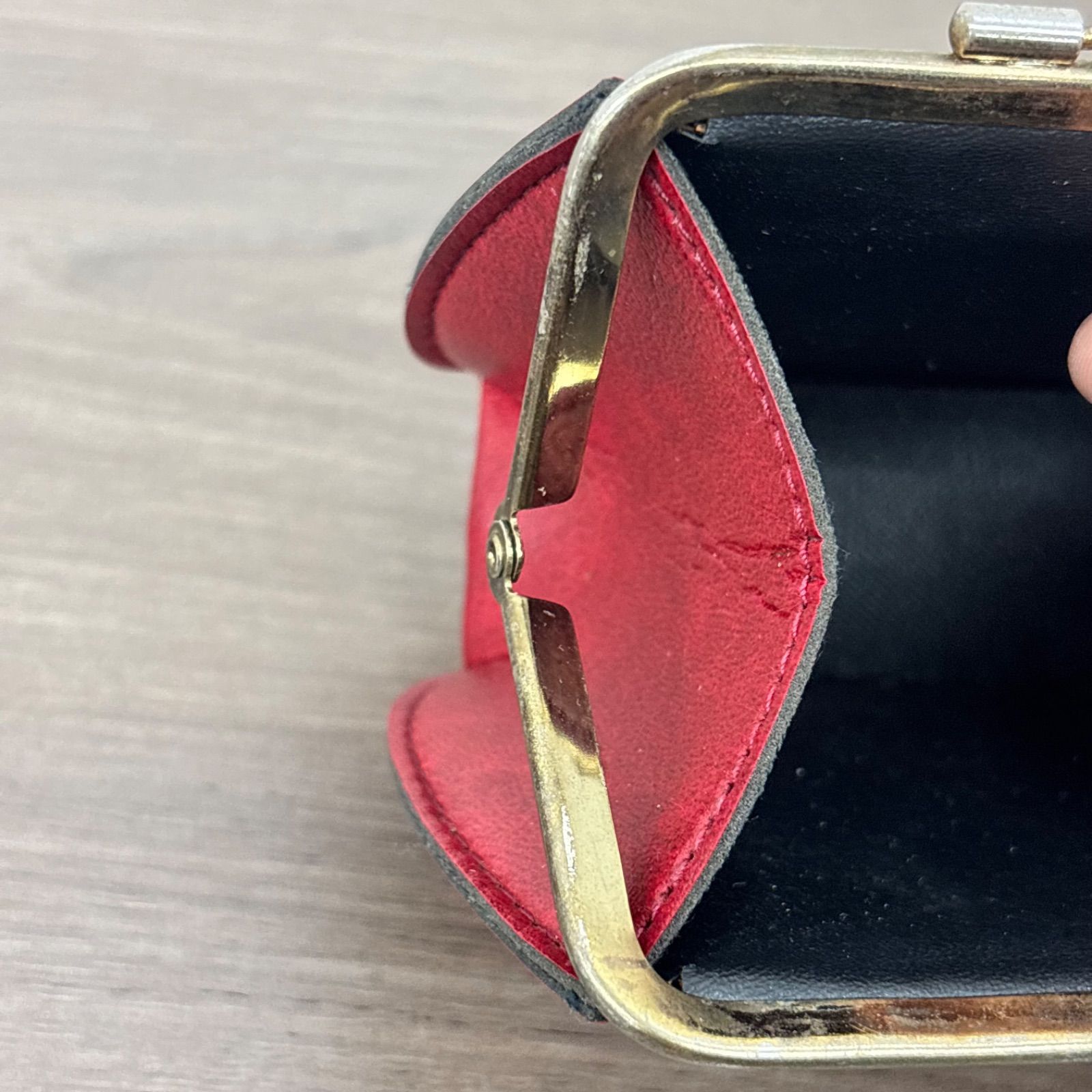 s）シャネル CHANEL ノベルティ がま口 財布 赤 レザー レディース
