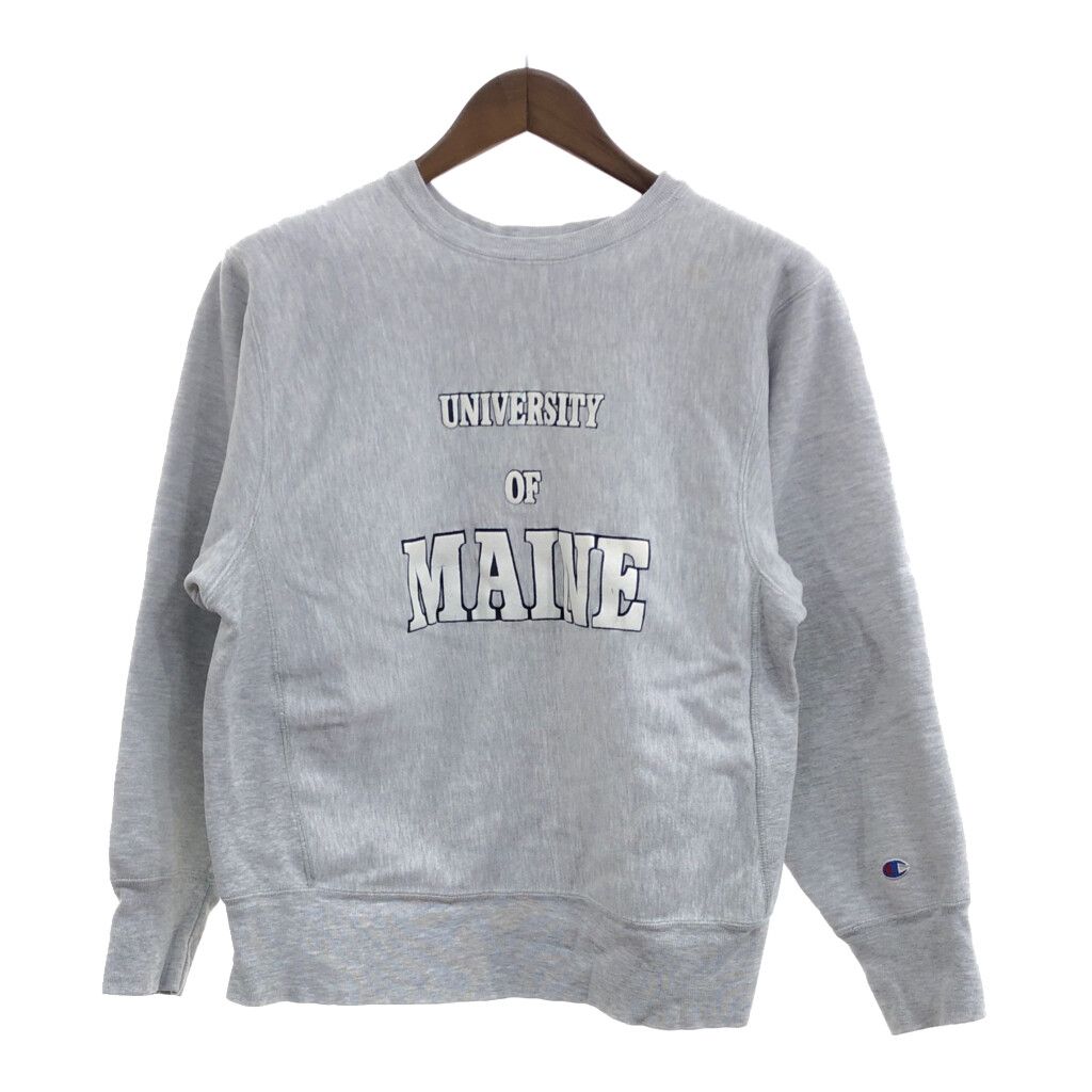 80年代 USA製 Champion チャンピオン リバースウィーブ MAINE スウェット カレッジ 3段プリント グレー (メンズ LARGE) P5392 80年代 USA製 Champion チャンピオン リバースウィーブ MAINE
