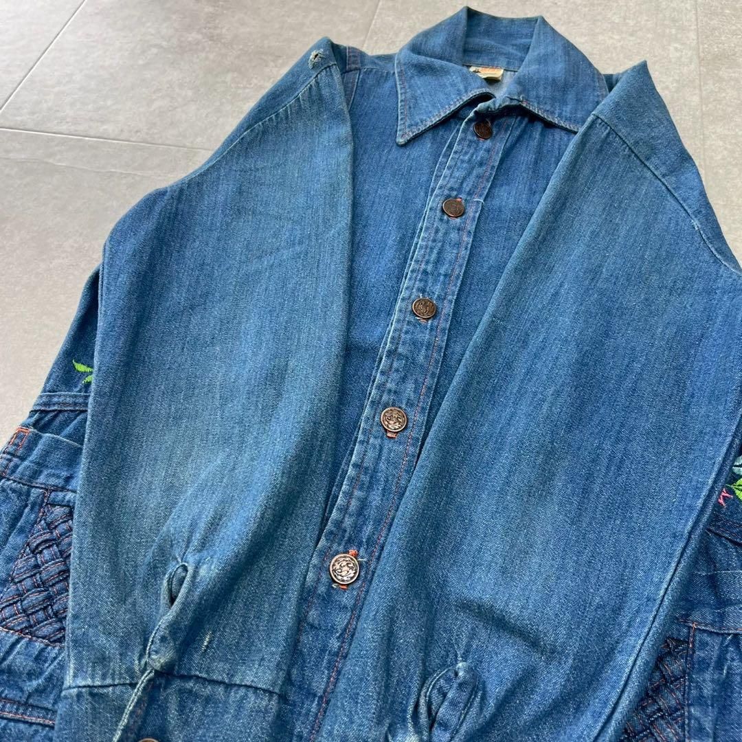 70s デニムカバーオール メキシカンシャツ デニムジャケット 