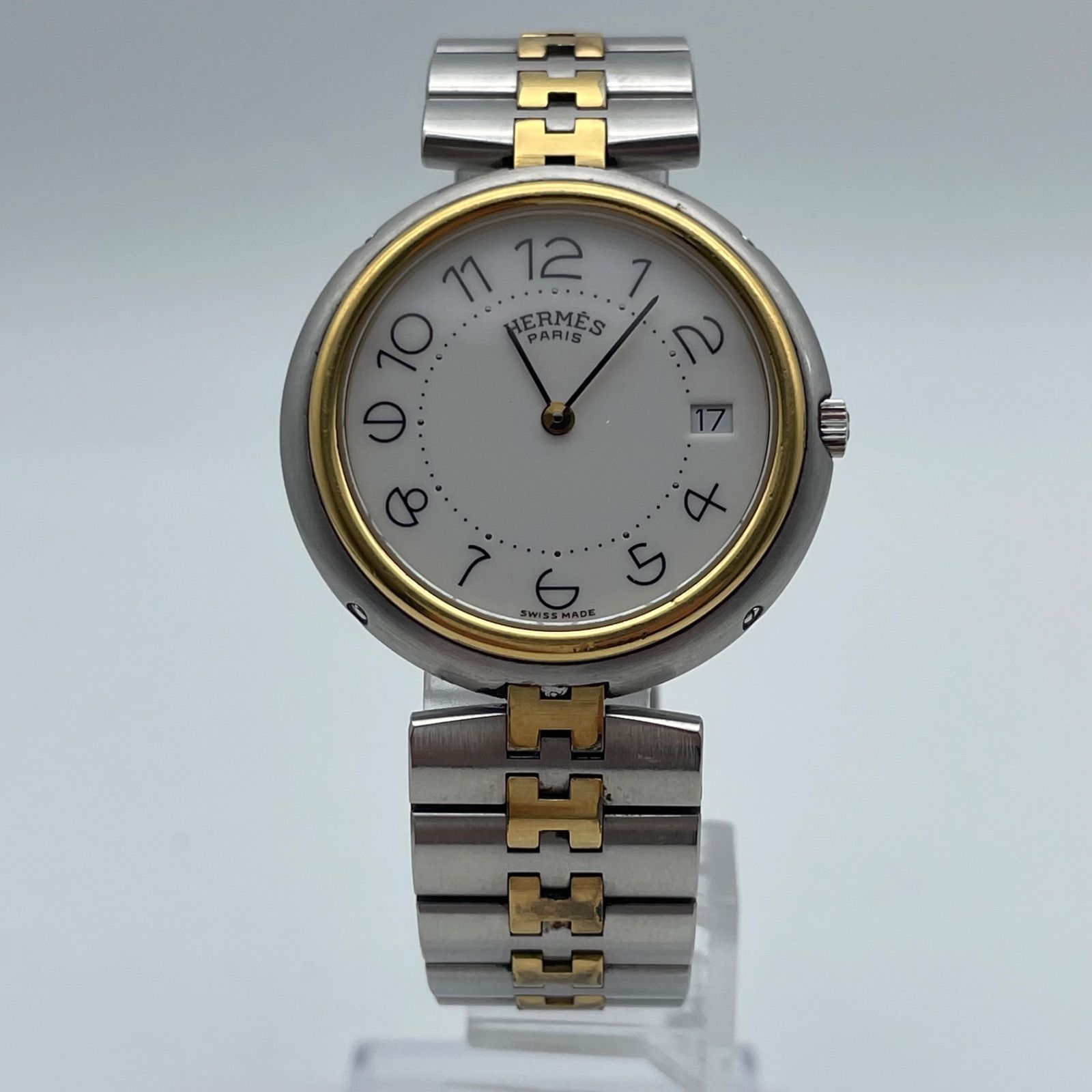 □エルメス【HERMES】プロフィール 白文字盤 稼働品 レディース A26 