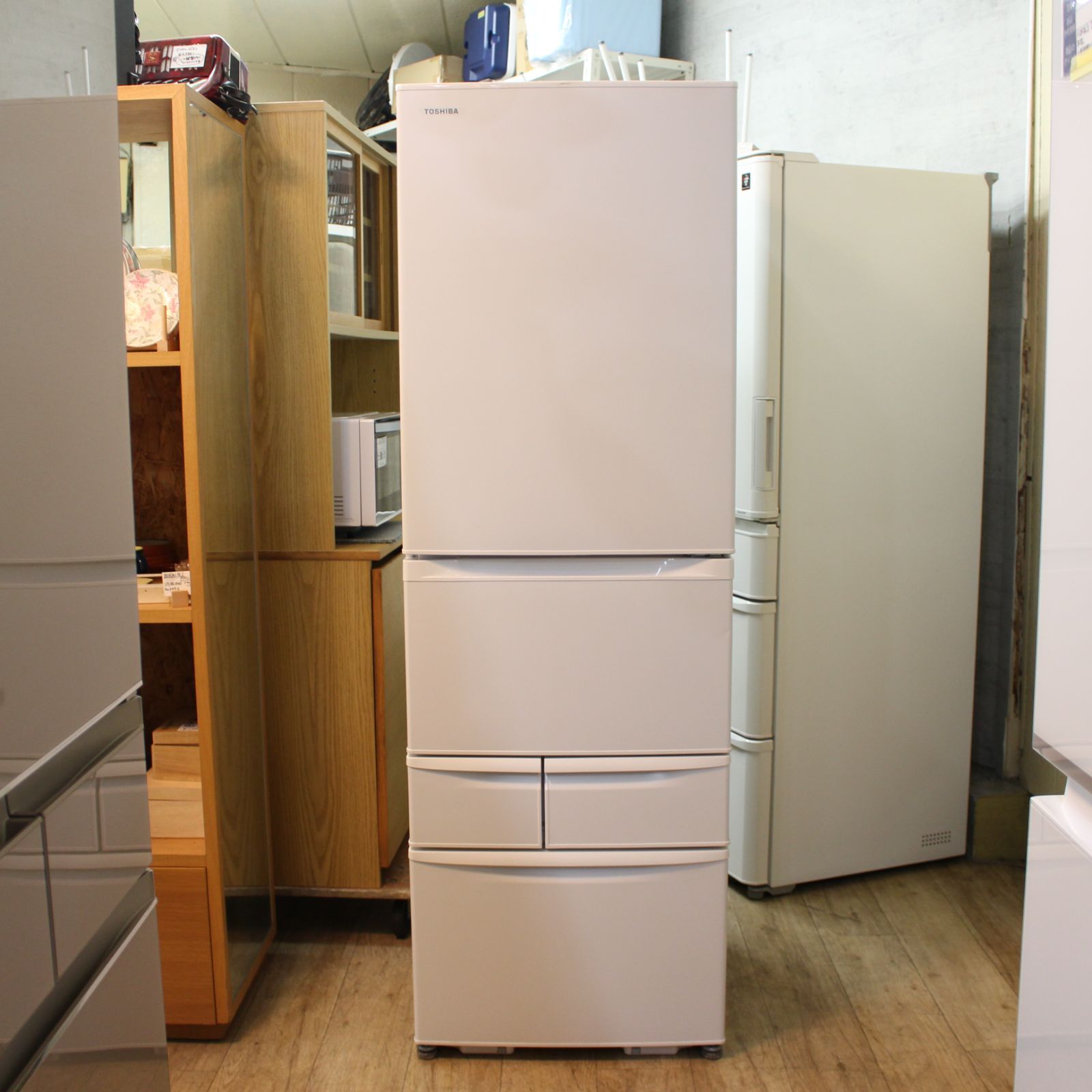 188)東芝 冷蔵庫 幅60.0㎝ 411L 右開き GR-V41GK(WU) マットホワイト 