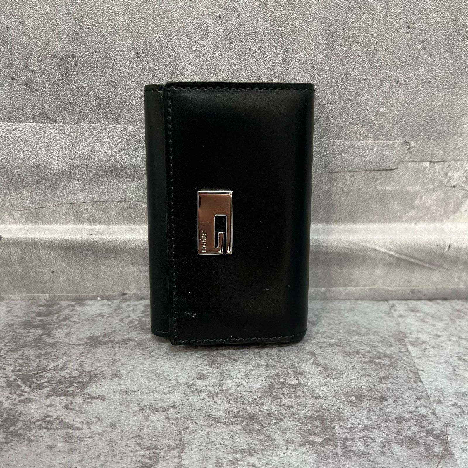 GUCCI】グッチ 無地キーケース Gロゴモチーフ レザー メンズ