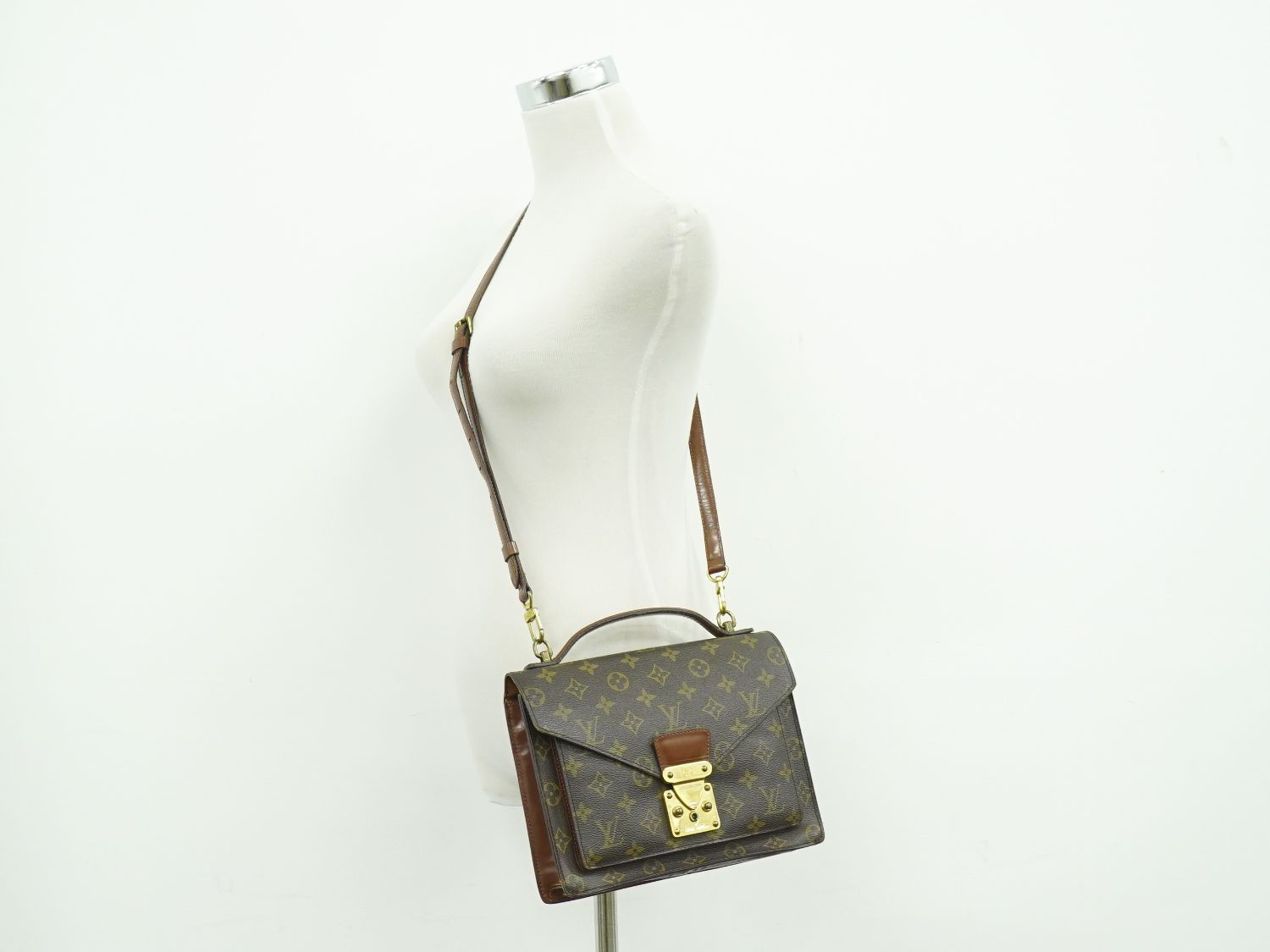 本物 ルイヴィトン LOUIS VUITTON LV モンソー 26 モノグラム 2WAY ショルダーバッグ ハンドバッグ ブラウン M51187 ビトン バッグ 中古・ 2230179800011.jpg