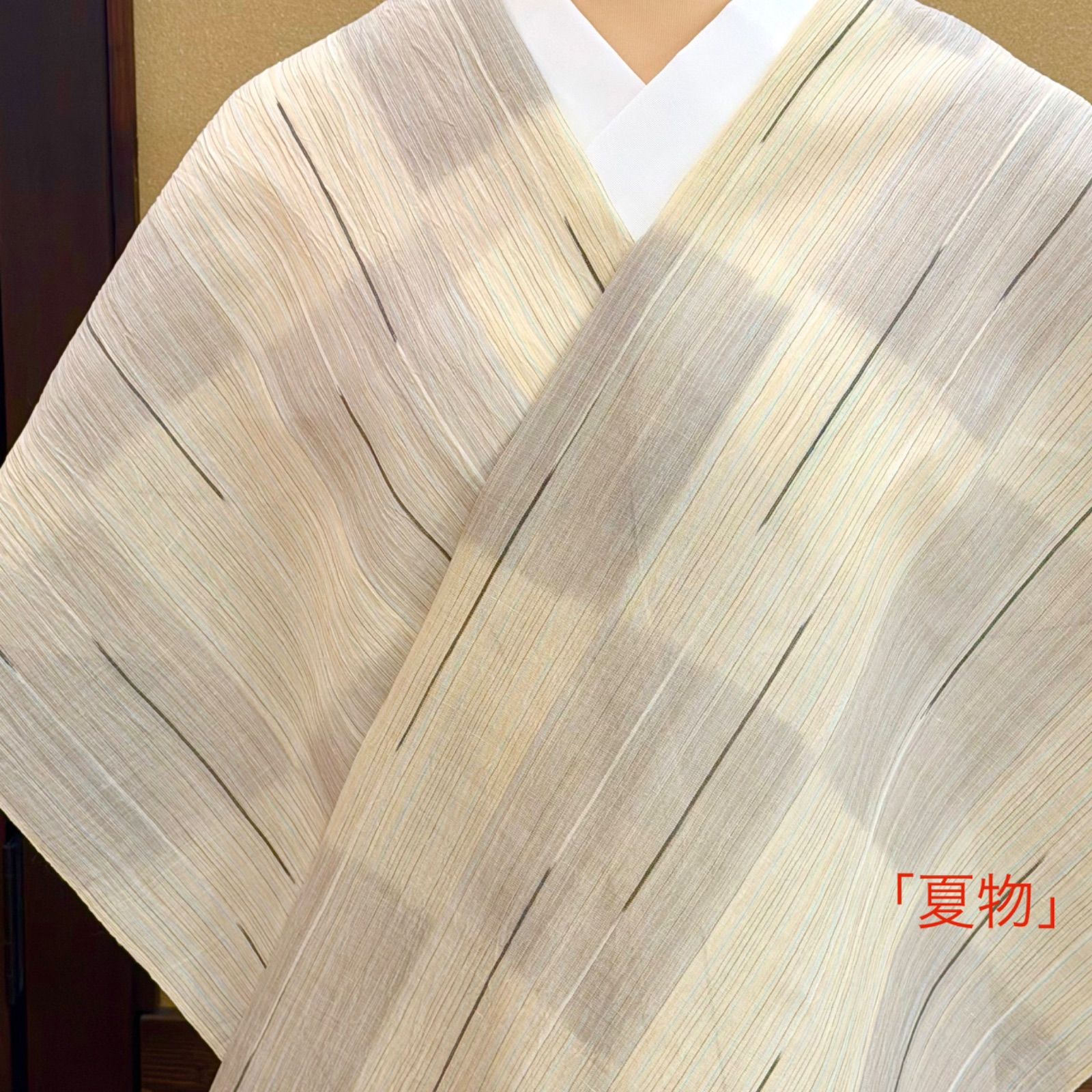 夏着物」 小千谷縮 麻 絣格子 0664 - メルカリ