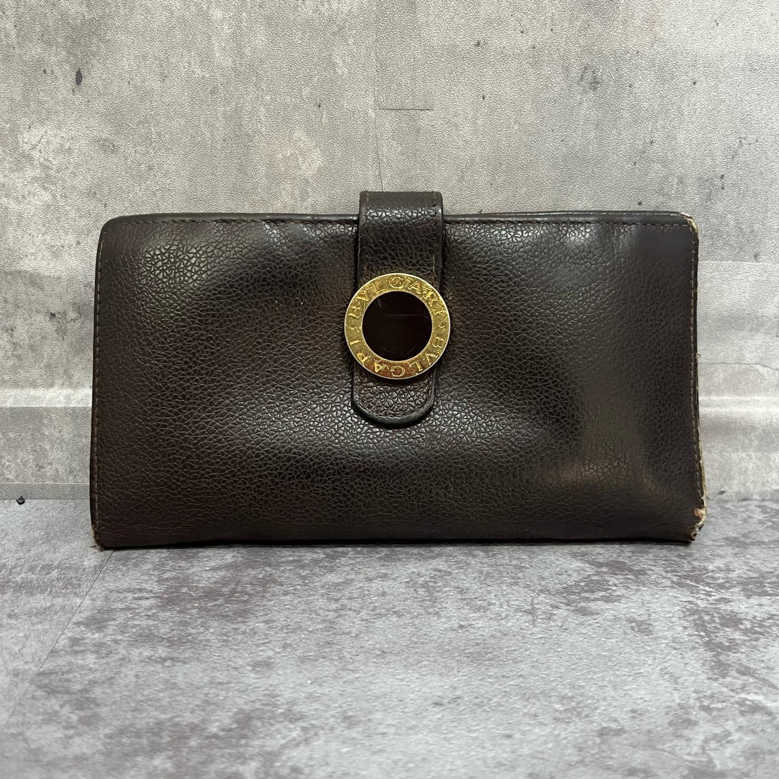 BVLGARI】ブルガリ 無地長財布 グレインレザーモチーフ レザー 