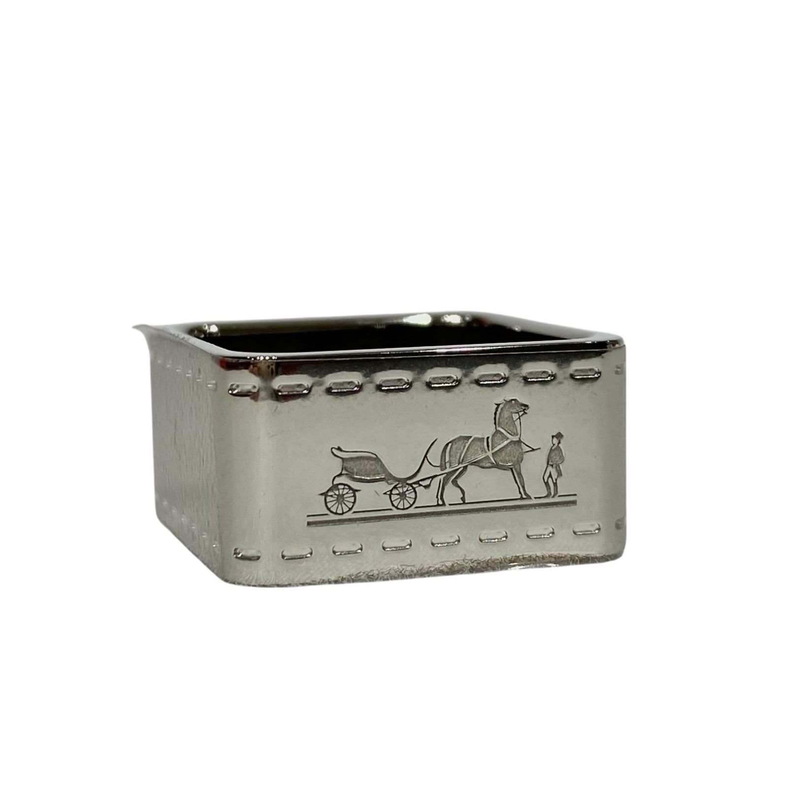 未使用 エルメス スカーフリング ボルデュック 90 シルバー HERMES