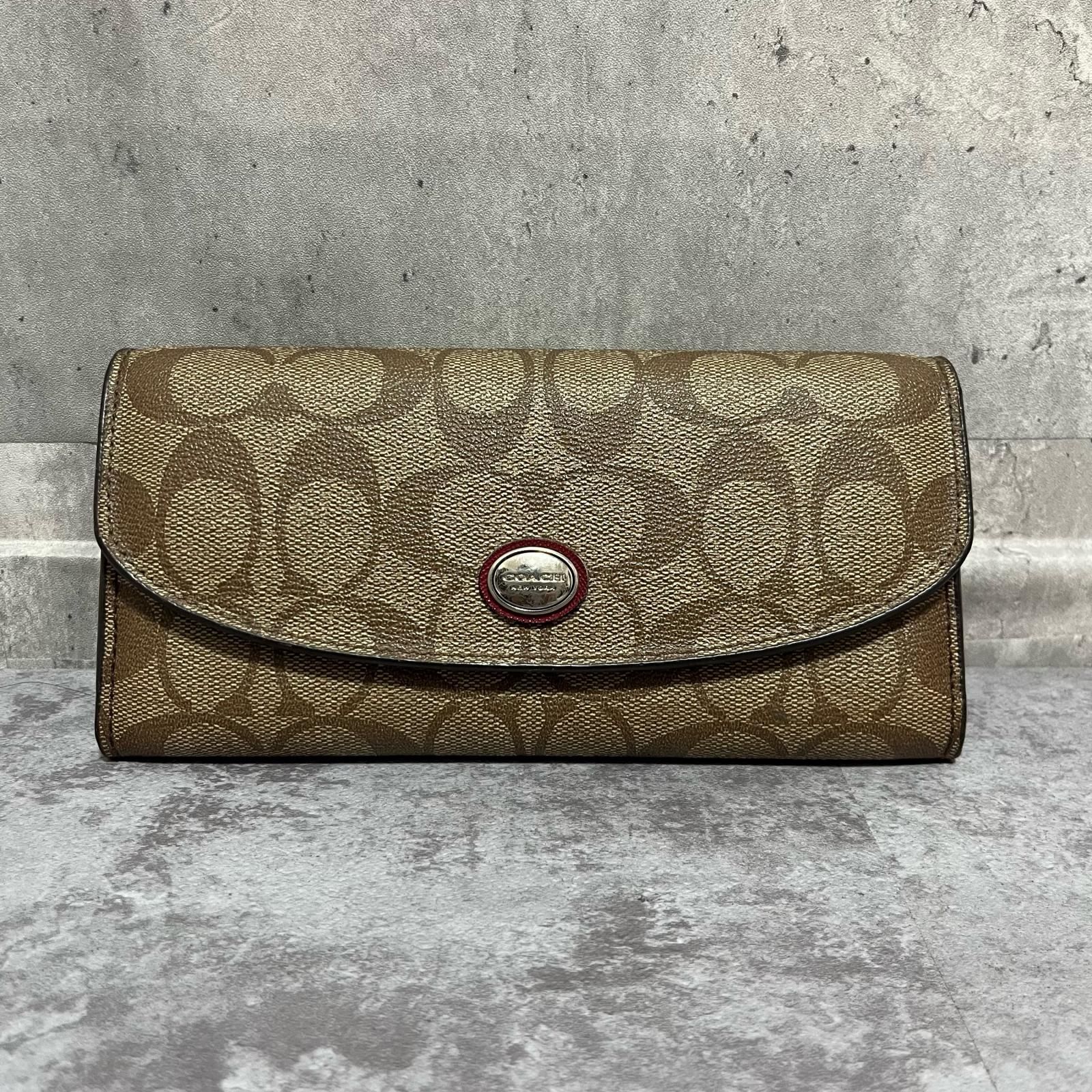 COACH】コーチ シグネチャー柄長財布 シグネチャーモチーフ PVC レザー 