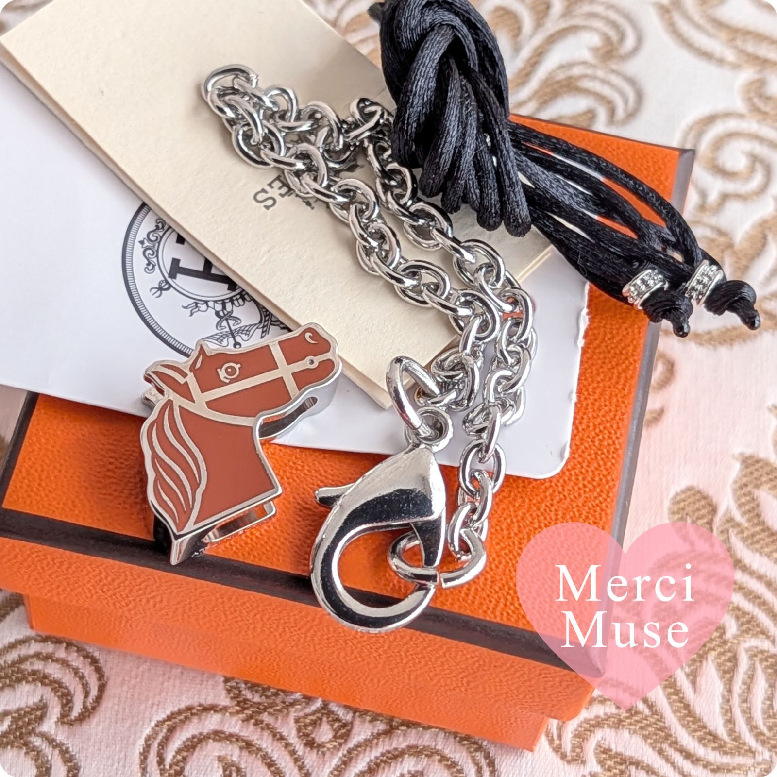 ❤未使用品❤ツイリーリング ミニトリオ シルバー金具 エルメス ネックレスにも ❤未使用品❤レアカラー ツイリーリング カドリージュ ブラウンx