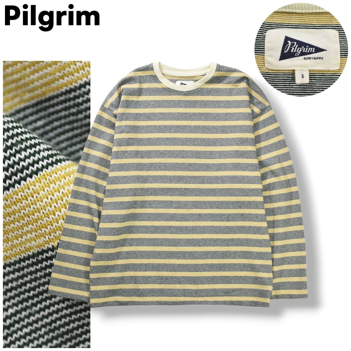 ピルグリム Pilgrim 長袖 Tシャツ ロンT クルーネック カットソー 脇下 