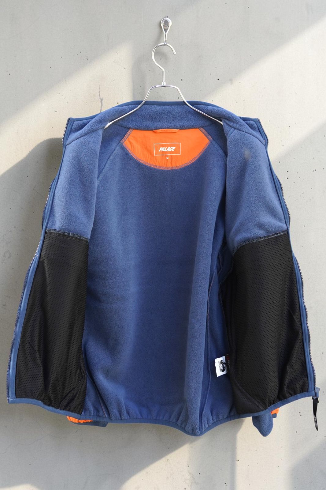 PALACE Polartec SHELL FLEECE JACKET M ネイビー×オレンジ｜ポーラ