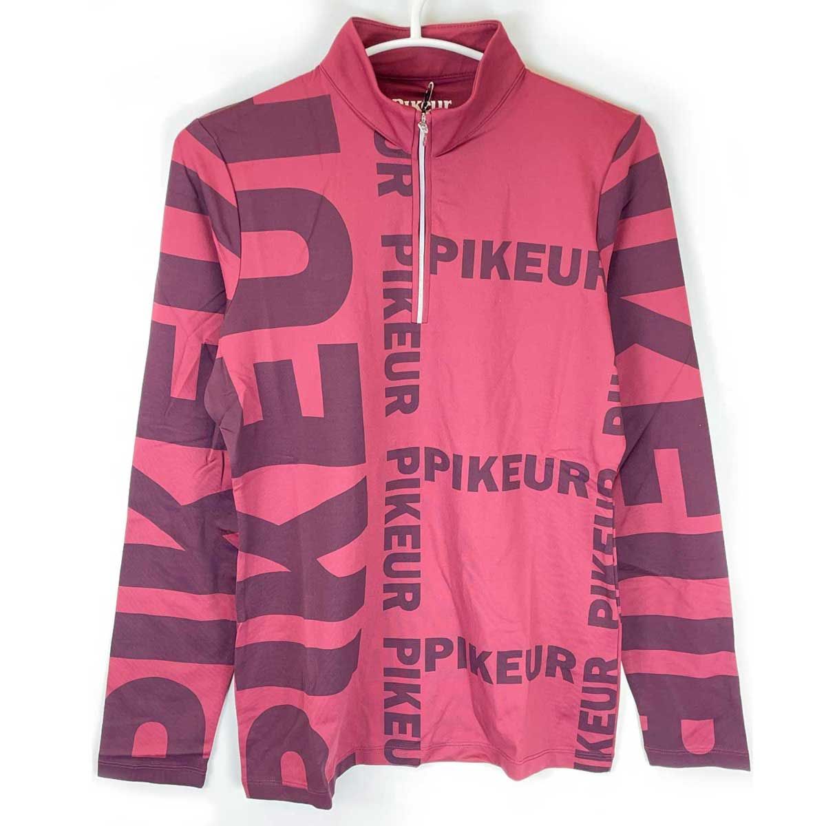 【未使用】ピカー ハーフジップ ENNIE ライディングシャツ ストレッチ 長袖 38 レッド 827200 レディース PIKEUR 乗馬 馬術