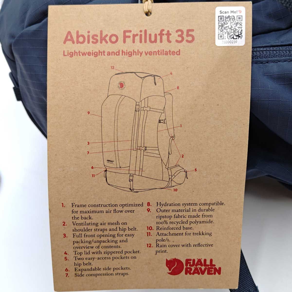 未使用】フェールラーベン Abisko Friluft 35 S/M ネイビー 23200239 