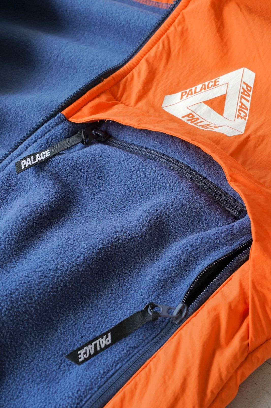 PALACE Polartec SHELL FLEECE JACKET M ネイビー オレンジ パレス