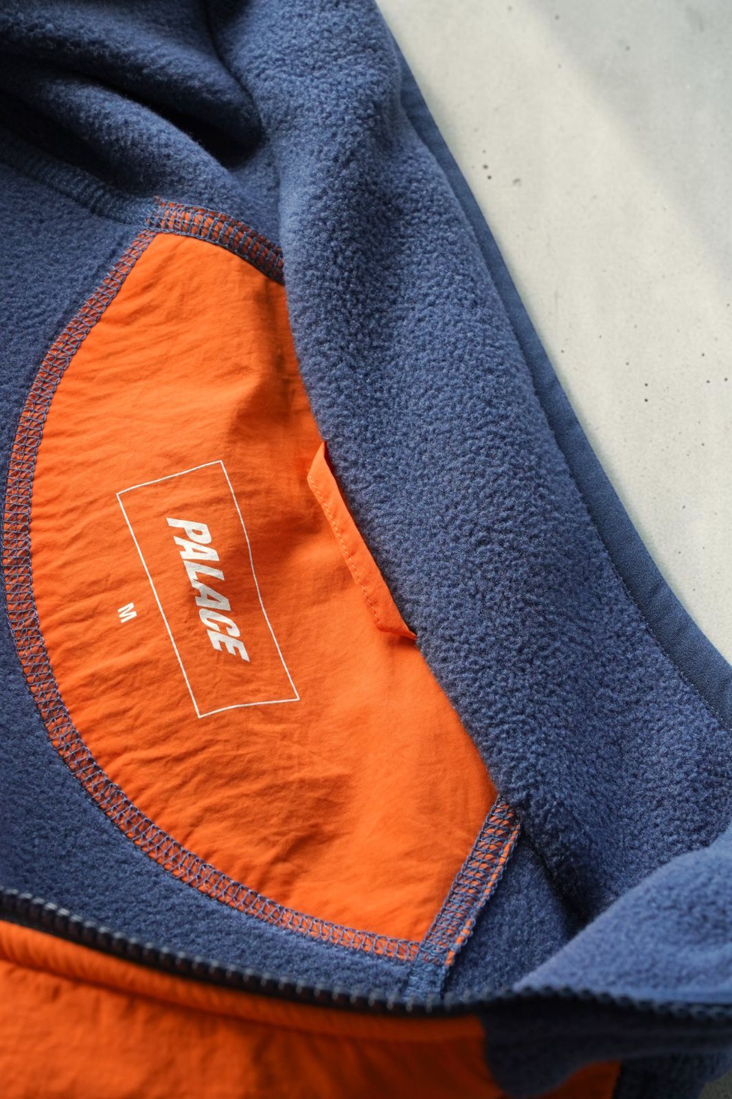 PALACE Polartec SHELL FLEECE JACKET M ネイビー オレンジ パレス
