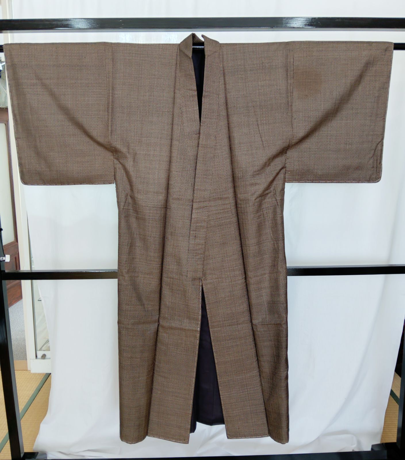 未使用　しつけ付き　正絹　男物　茶色　20-855