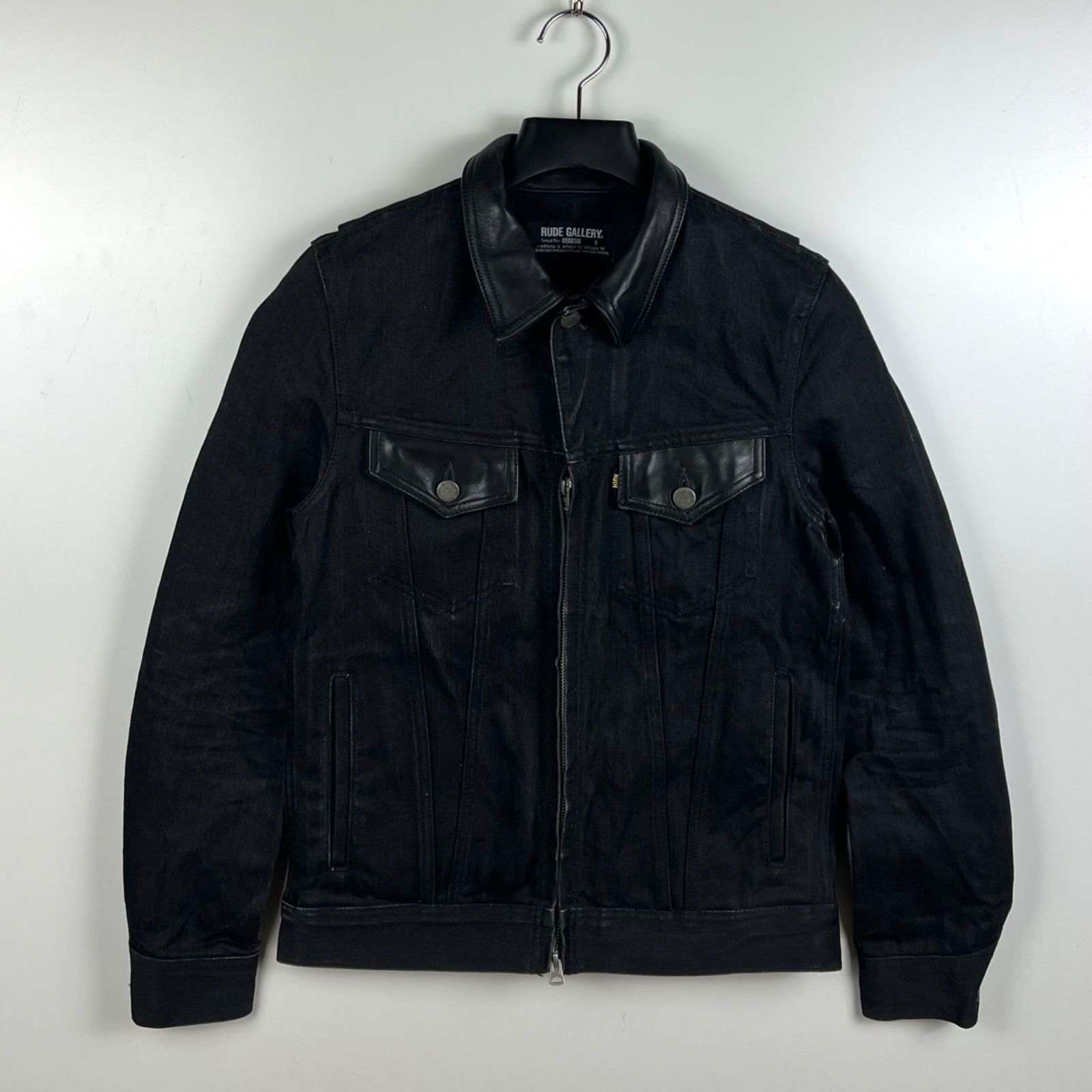 RUDE GALLERY horse hide × rigid black denim jacket 3 ルード