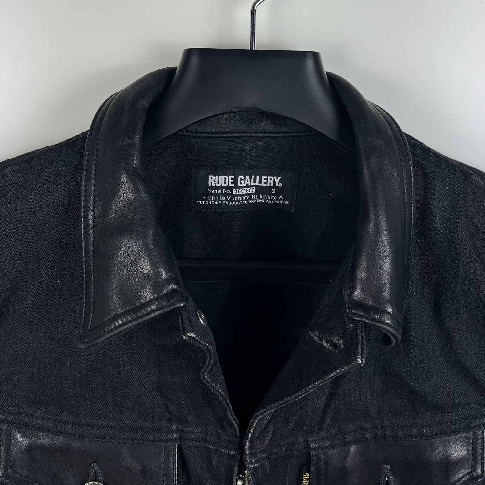 RUDE GALLERY horse hide × rigid black denim jacket 3 ルード