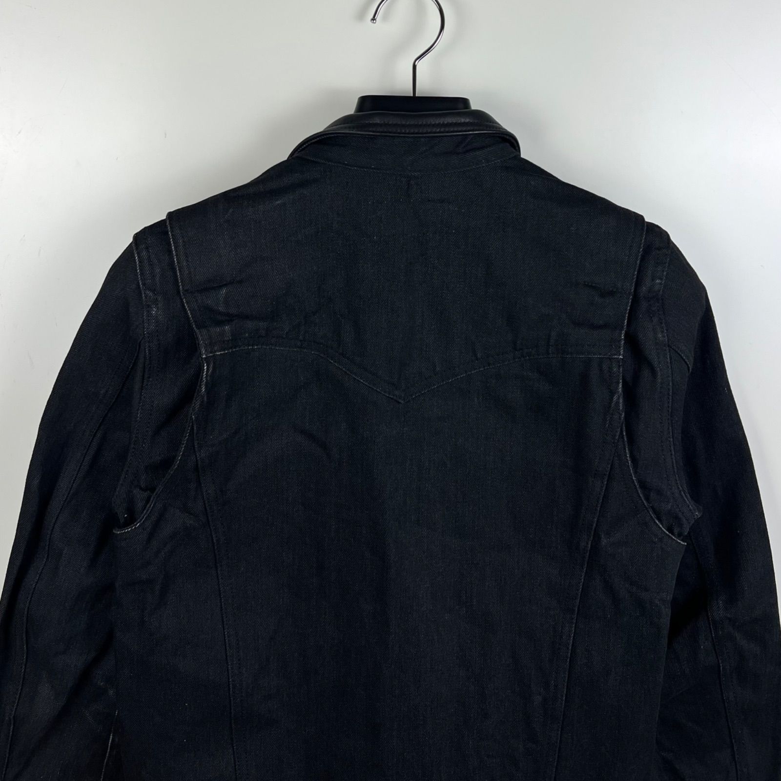 RUDE GALLERY 日本製 ホースハイド 切替トラッカージャケット 黒 3 RUDE GALLERY horse hide × rigid black denim jacket 3 ルード