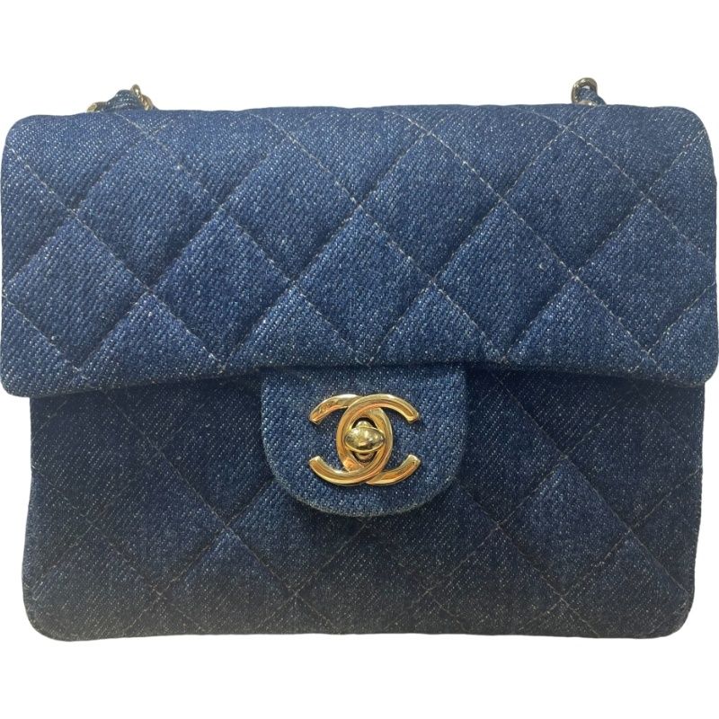 CHANEL シャネル ミニマトラッセ 17 シングルフラップ ゴールド金具 ブルー デニム ショルダーバッグ レディース 【中古】 12604K52 CHANEL シャネル ミニマトラッセ 17 シングルフラップ ゴールド金具