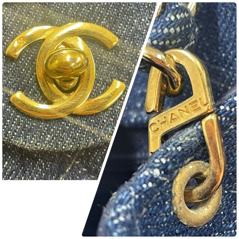 CHANEL シャネル ミニマトラッセ 17 シングルフラップ ゴールド金具 ブルー デニム ショルダーバッグ レディース 【中古】 12604K52 CHANEL シャネル ミニマトラッセ 17 シングルフラップ ゴールド金具