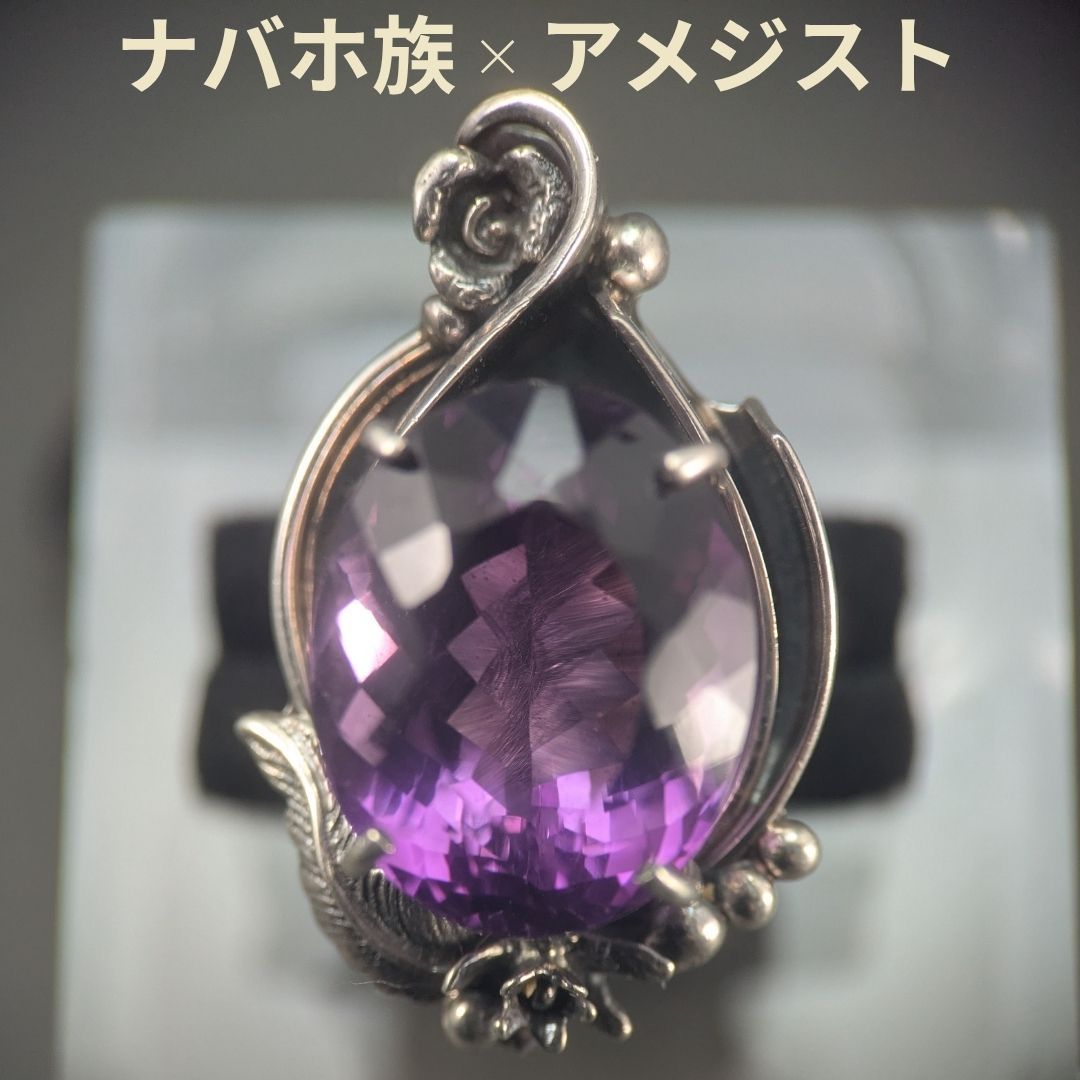 希少 ナバホ族 アップリケ スターリングシルバー リング リーフ