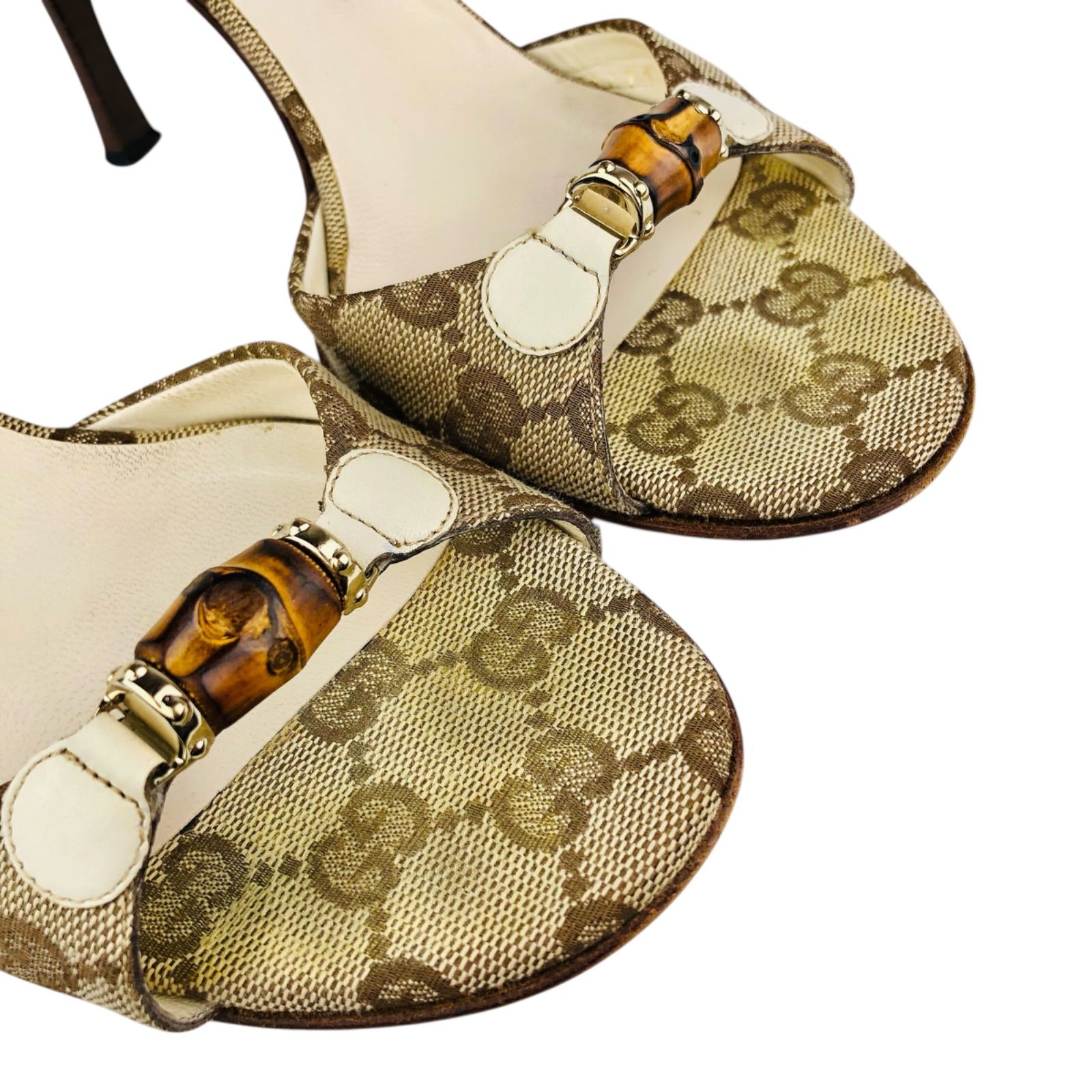 GUCCI☆グッチ・レディース キャンバスレザー GGモノグラム柄 バンブー