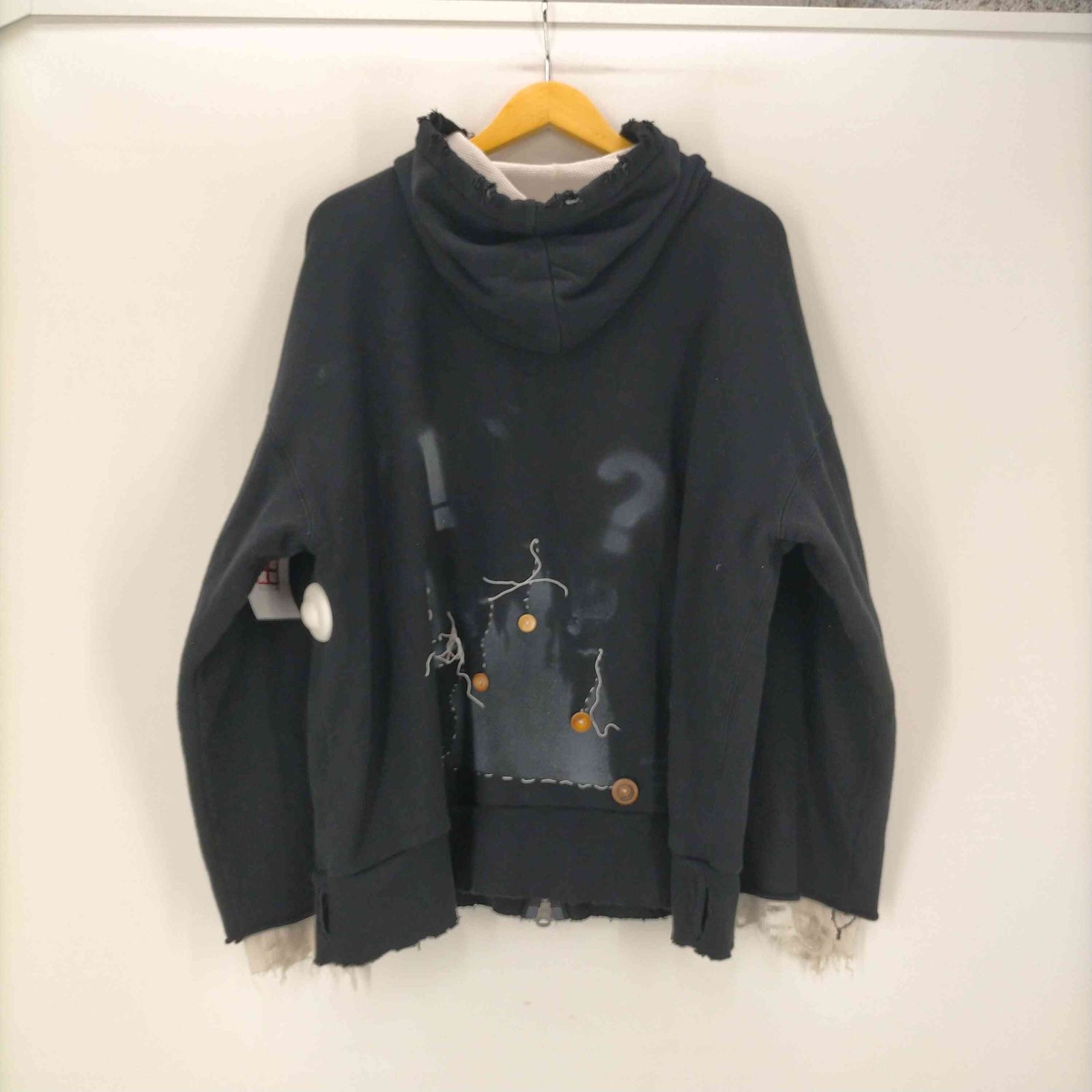 アンセルム ANCELLM 23AW ZIP-UP HOODIE BLACK 裏地 ワッフル サーマル 