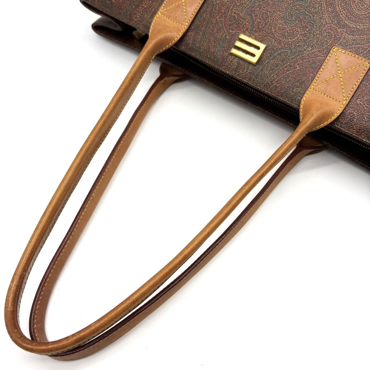 エトロ ETRO トートバッグ ペイズリー 総柄 PVC レザー ブラウン 
