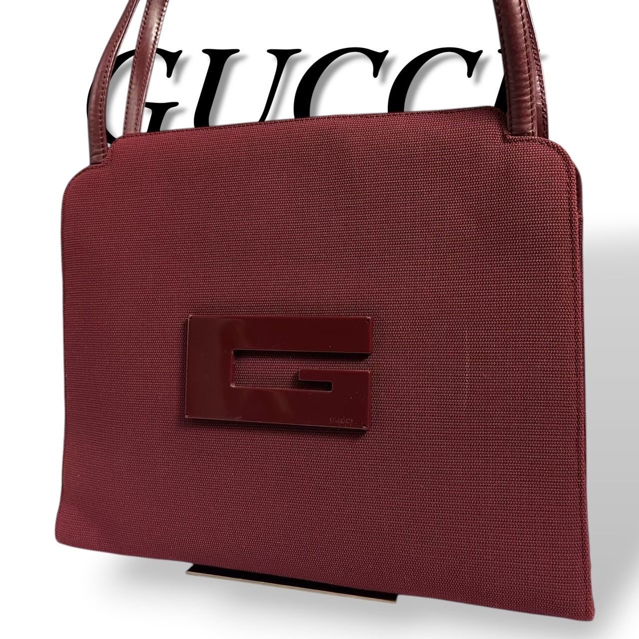 GUCCI グッチ 良品 ハンドバッグ トートバッグ レッド系 キャンバス 