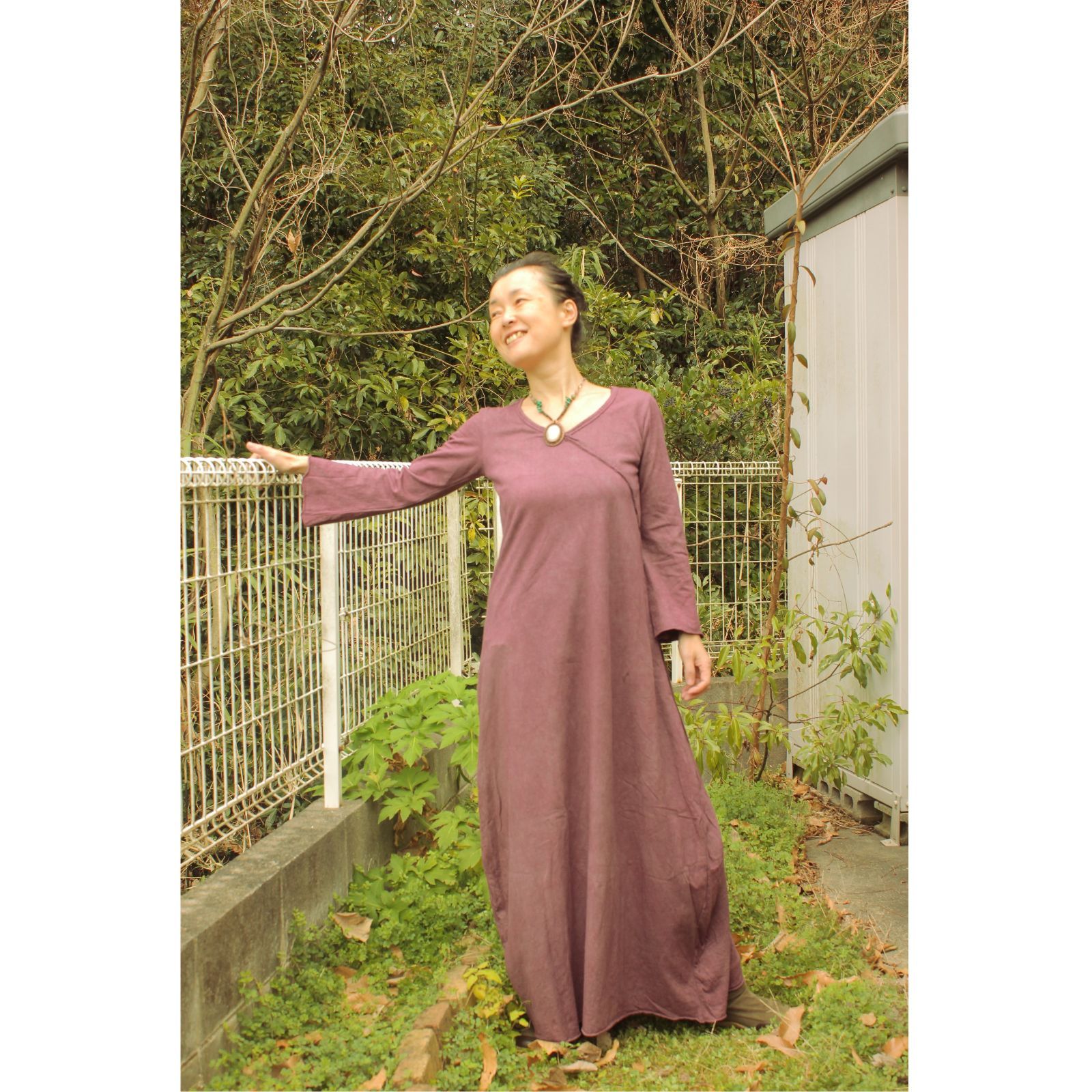 Payaka さんのHEMP100% カシュクールロングワンピース asana ヘンプ