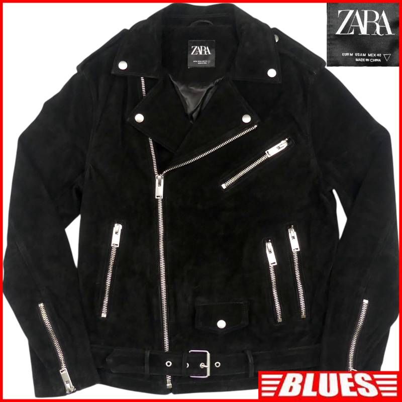 ZARA ザラ ライダースジャケット 本革 ダブル メンズ 40 レザー