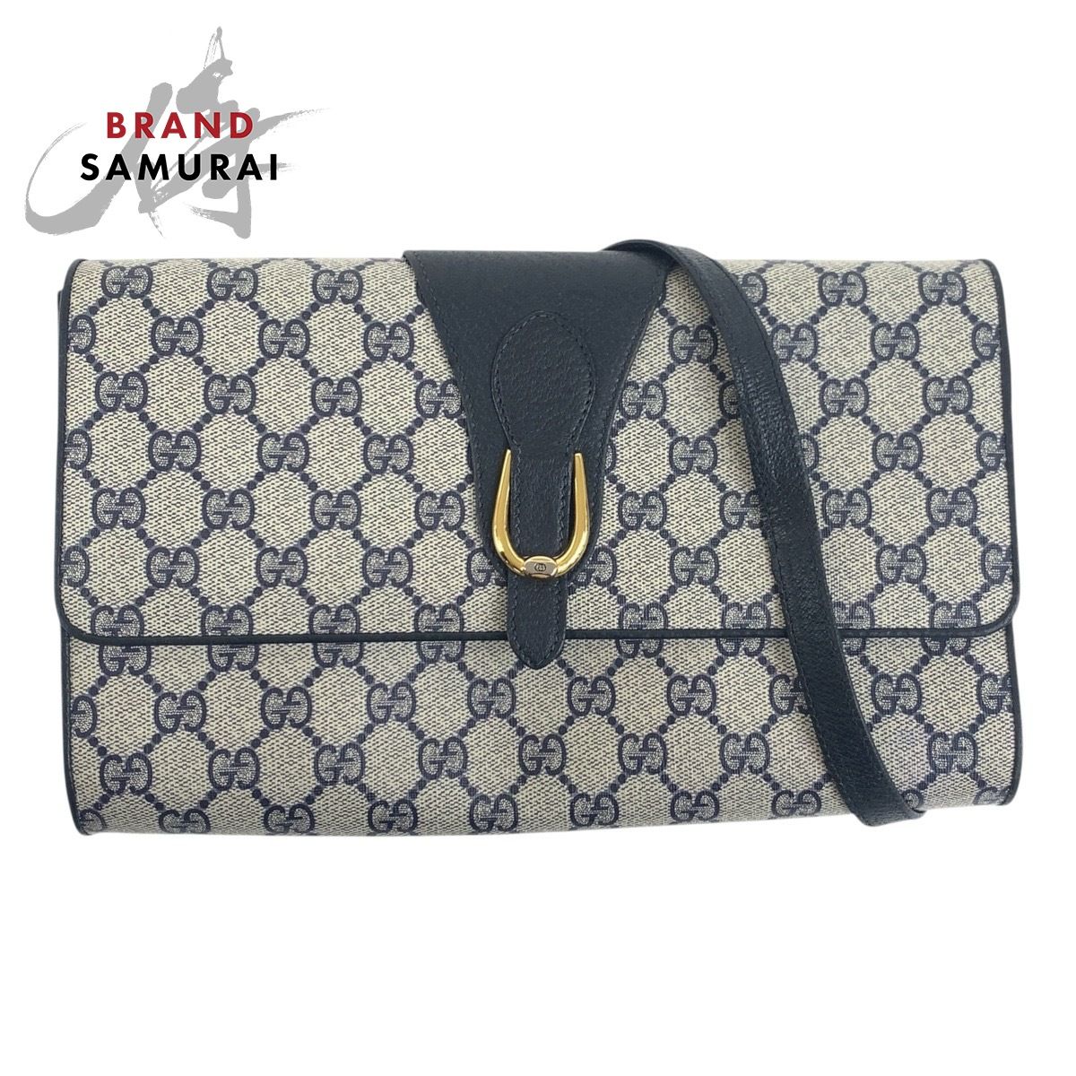 GUCCI グッチ ヴィンテージ オールドグッチ ネイビー グレー ゴールド 