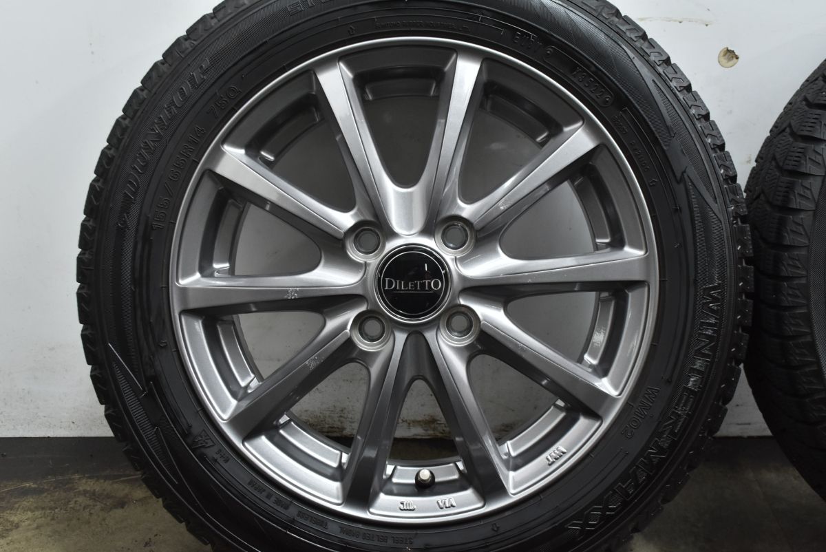 バリ溝】DILETTO 14in 4.5J +43 PCD100 ダンロップ ウインターマックス 